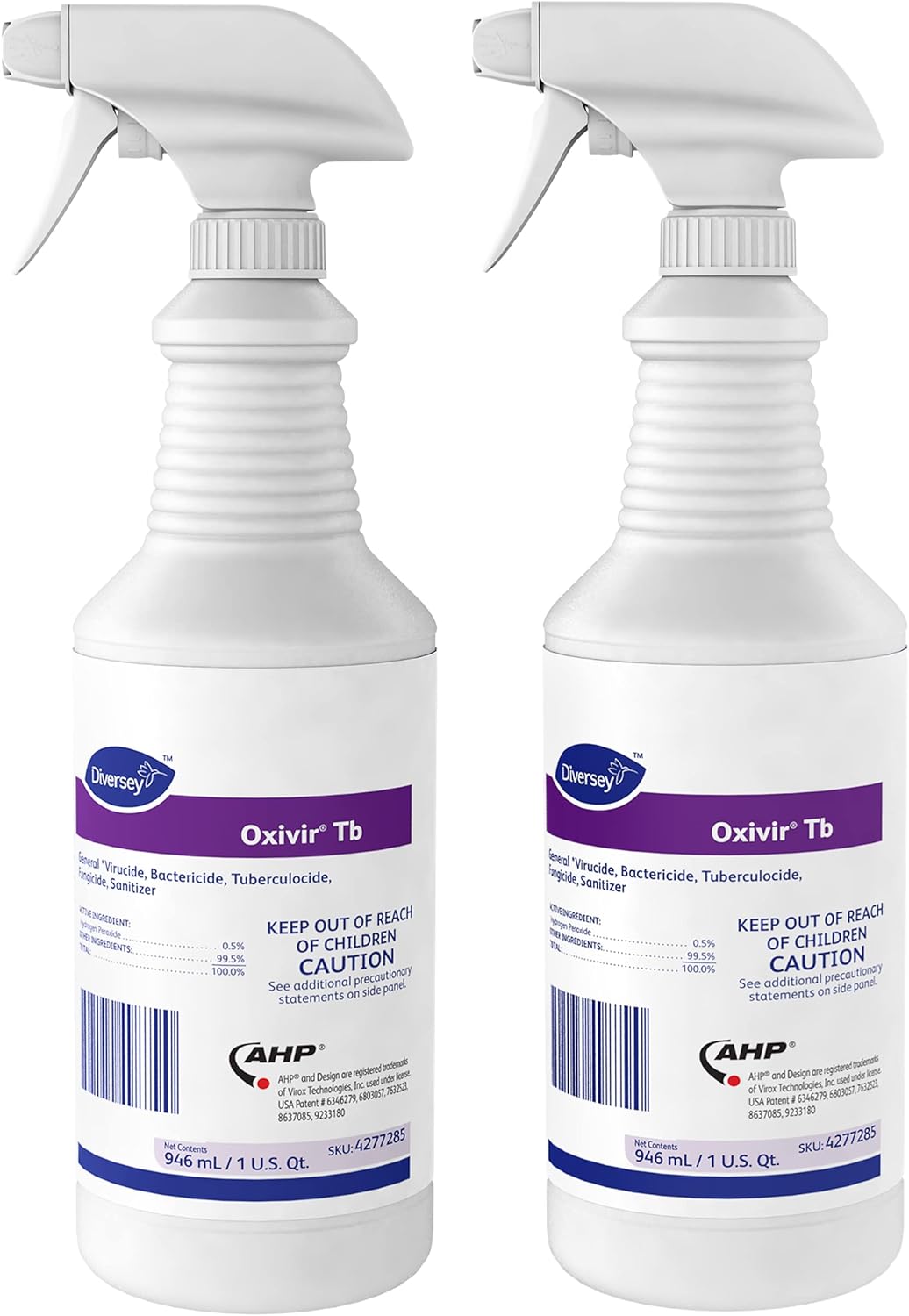 Diversey - Oxivir Tb Ready-To-Use Disinfectant Cleaner (4277285) - 32 Oz (Pack of 2 Bottles + 2 Spray Triggers)