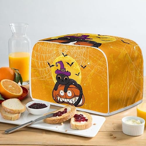 Miniatura 4 de Cubierta para tostadora de murciélago de gato de Halloween, horno, microondas, horno compatible con la mayoría de tostadoras de 4 rebanadas,
