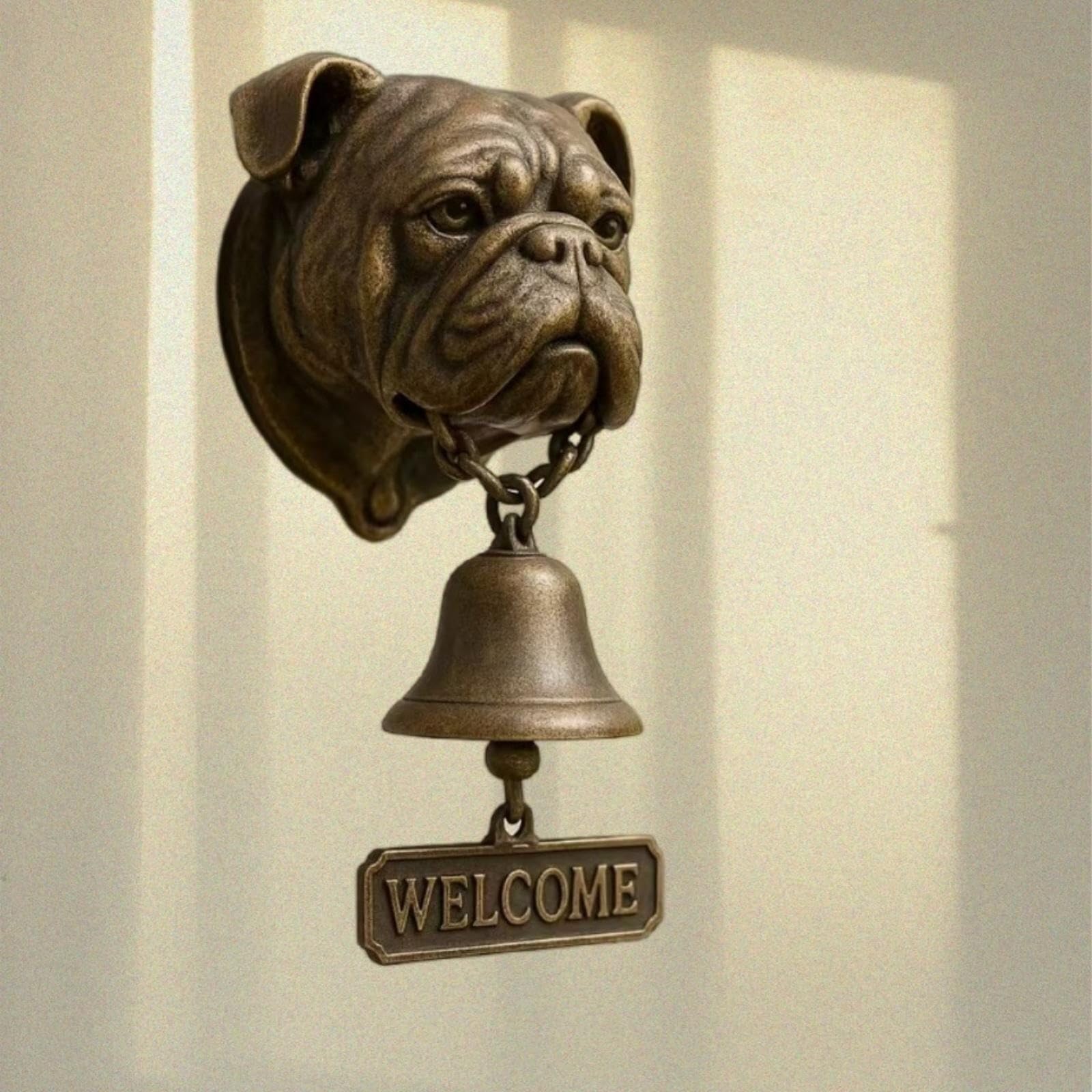 Vintage Rustic Welcome Dog Doorbell - French Bulldog Resin Bell for Garden, Porch, or Entryway | Animal Home Decor(A3)