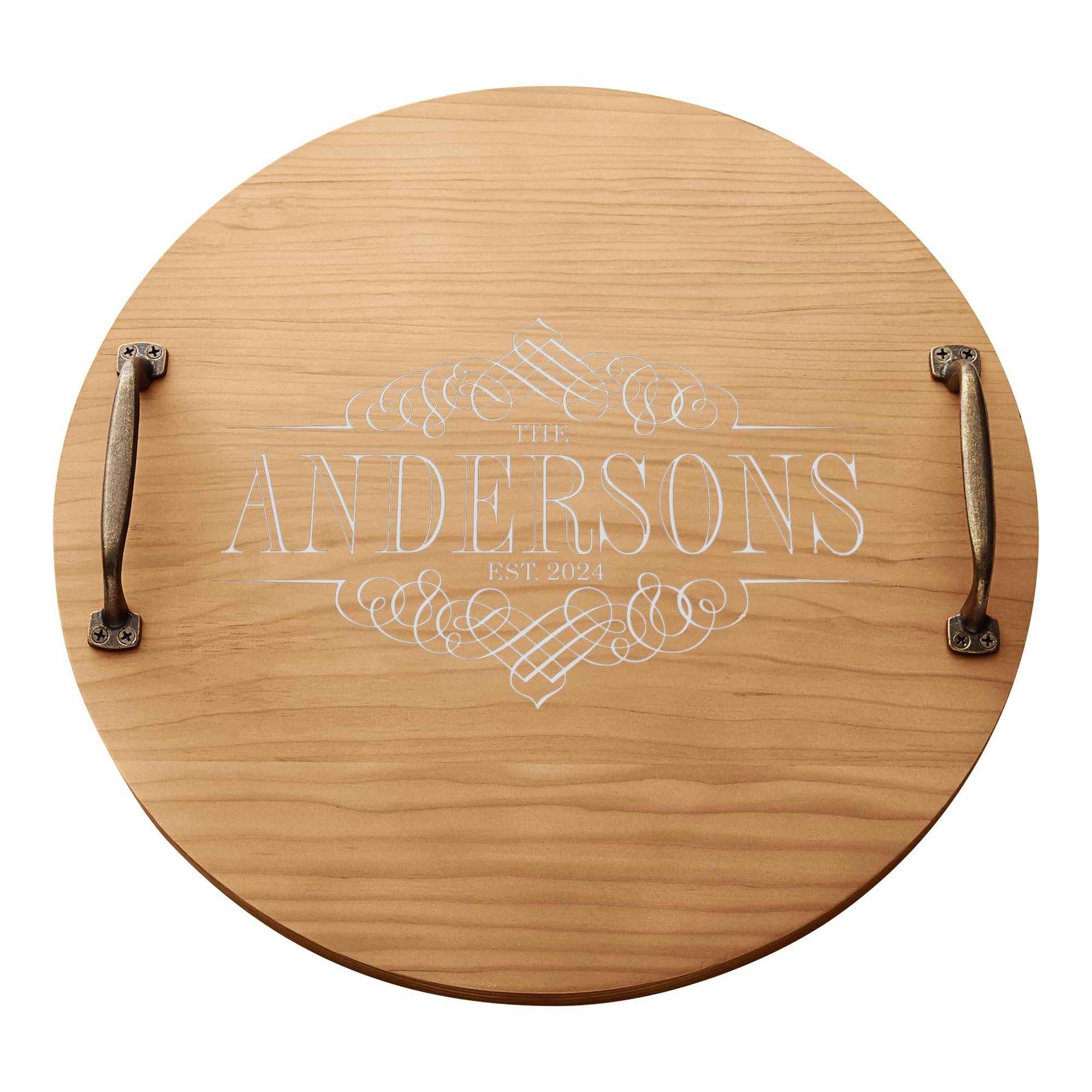 Let's Make Memories Personalized Wood Barrel Tray - Classic Pine - for Entertaining - Weddings - Newlyweds - Kitchenware - Customize with Family Name and Date