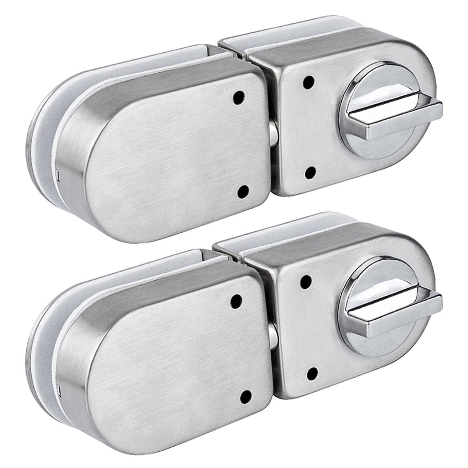 Solid Bolt Glass Door Locks Without Keys, 2 Pack Stainless Steel for 10 mm-12 mm Thickness Glass Door, Security Door Lock with knob, Frameless Glass Door Locks for Office & Home Use