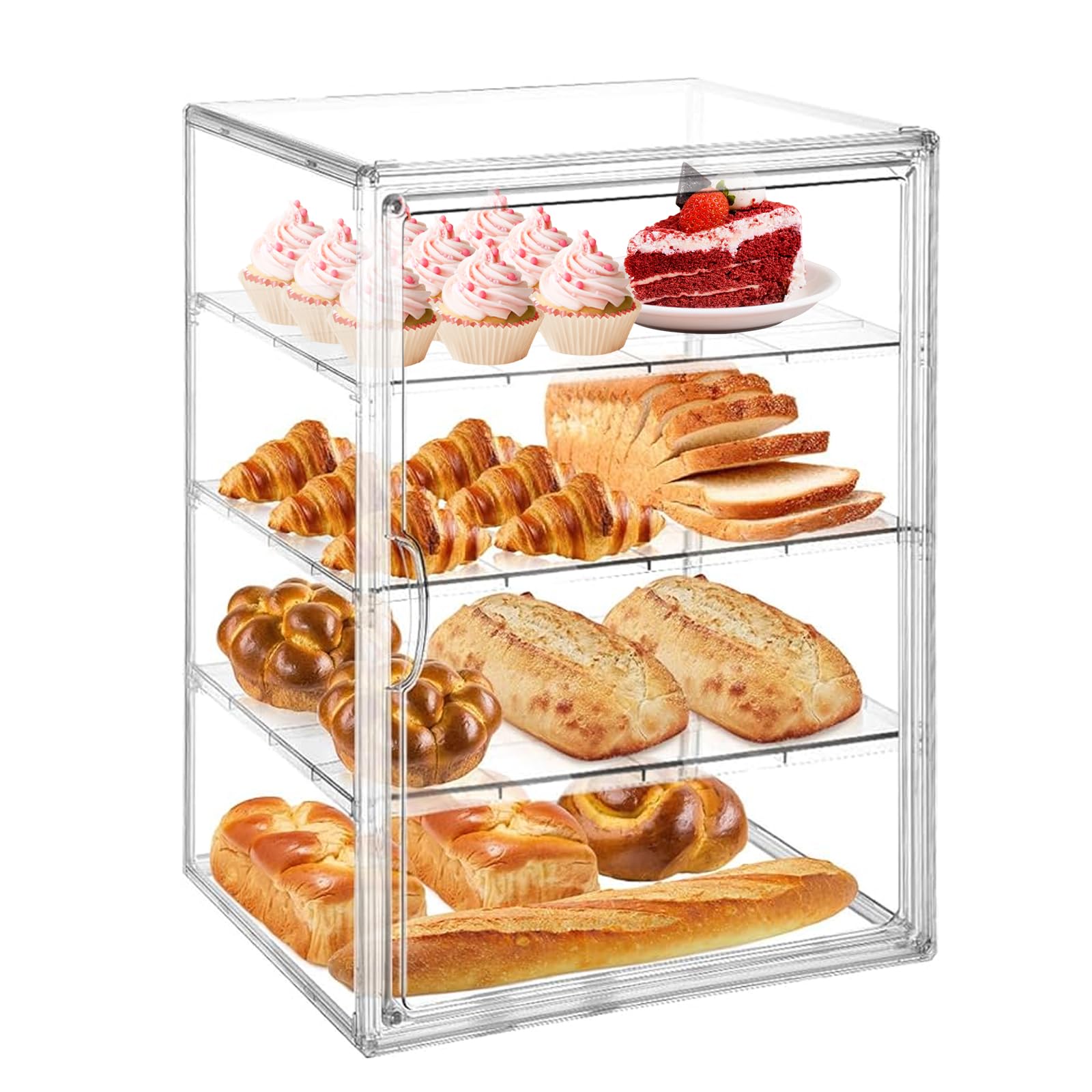 Panera, 4 Niveles Transparente Para Panadería Con Encimera Ajustable Caja De Acrílico Con Puerta Magnética Gran Capacidad Para Cocina Pan Casero Tostadas Y Bagels