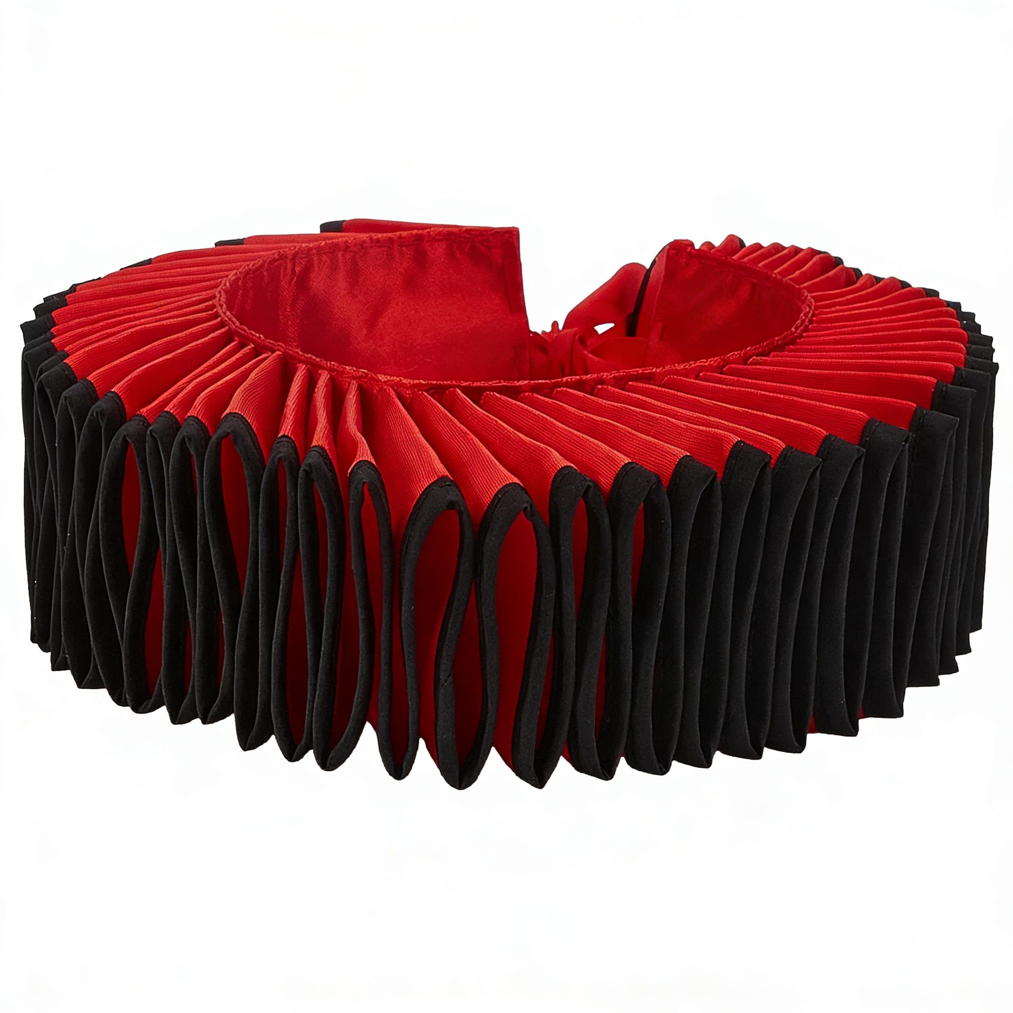NBEADS 1 Pcs Detachable Ruffle Collar, 136cm Clown Collar Polyester Neck Ruffle Lightweight for Themed Party Costume Renaissance Cosplay Carnival Circus Outfi, Red with Black