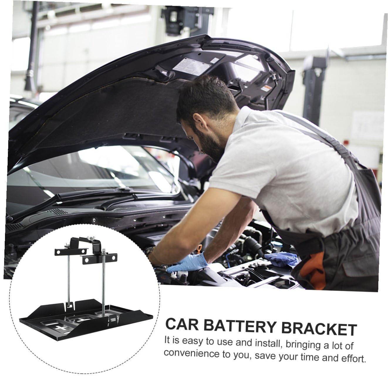 Support de Batterie Automobile 1 Set en Fer Noir
