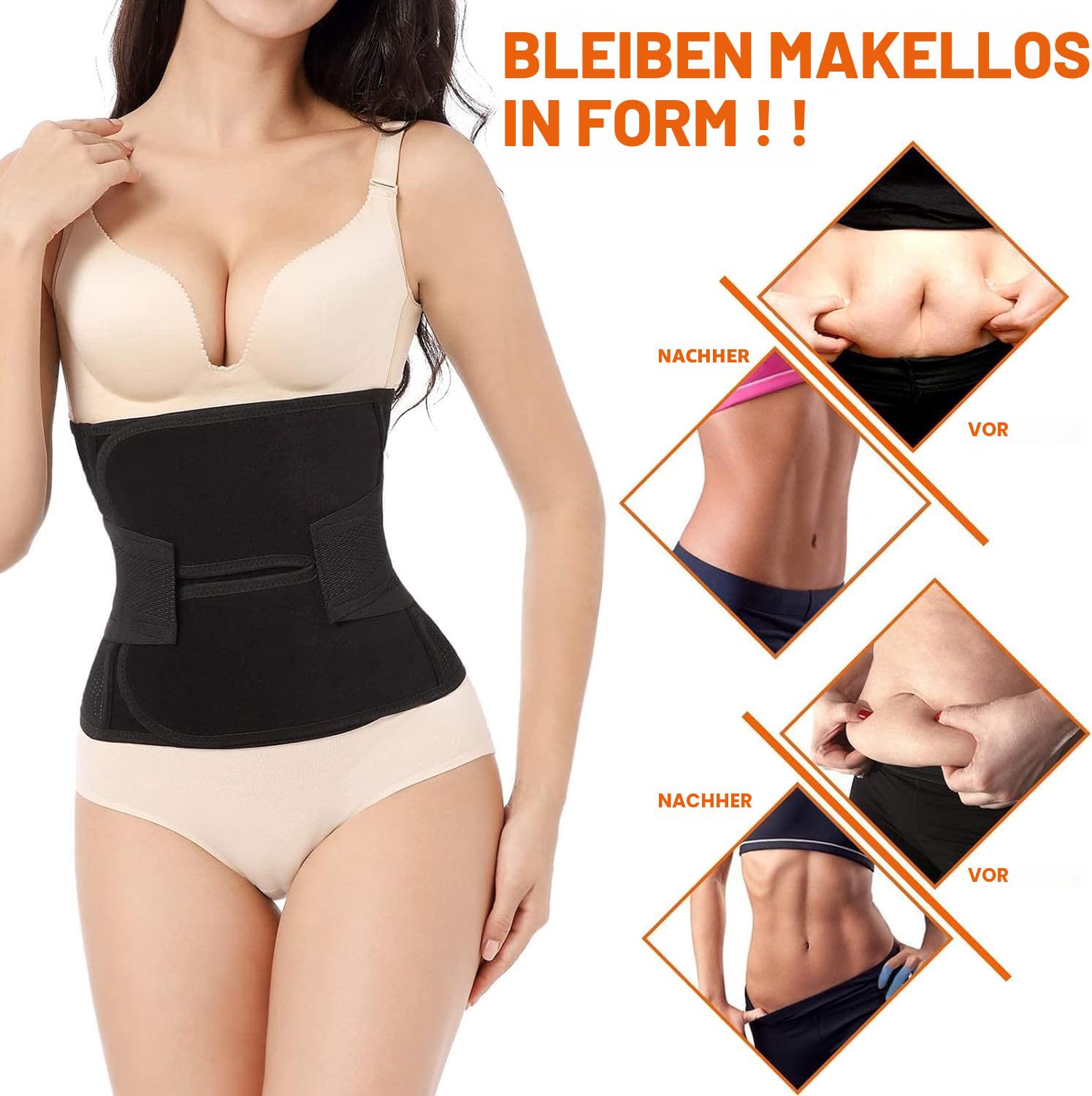 Trendyline Postpartale Unterstützung Bauch,Bauchband Nach der Geburt Postpartum Belt Band Mutterschaft Bauchband Bauchgurt Support Bauchgürtel für Damen - Schwarz - M