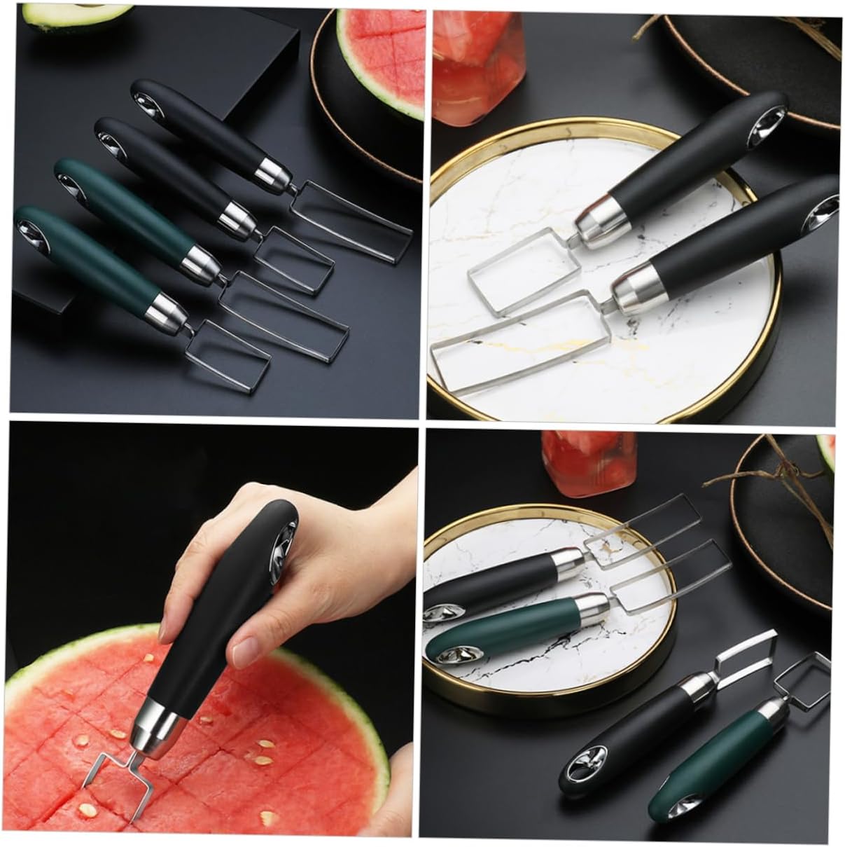 Black Stainless Steel Watermelon Cutter Slicer, Small Portable Fruit Tool