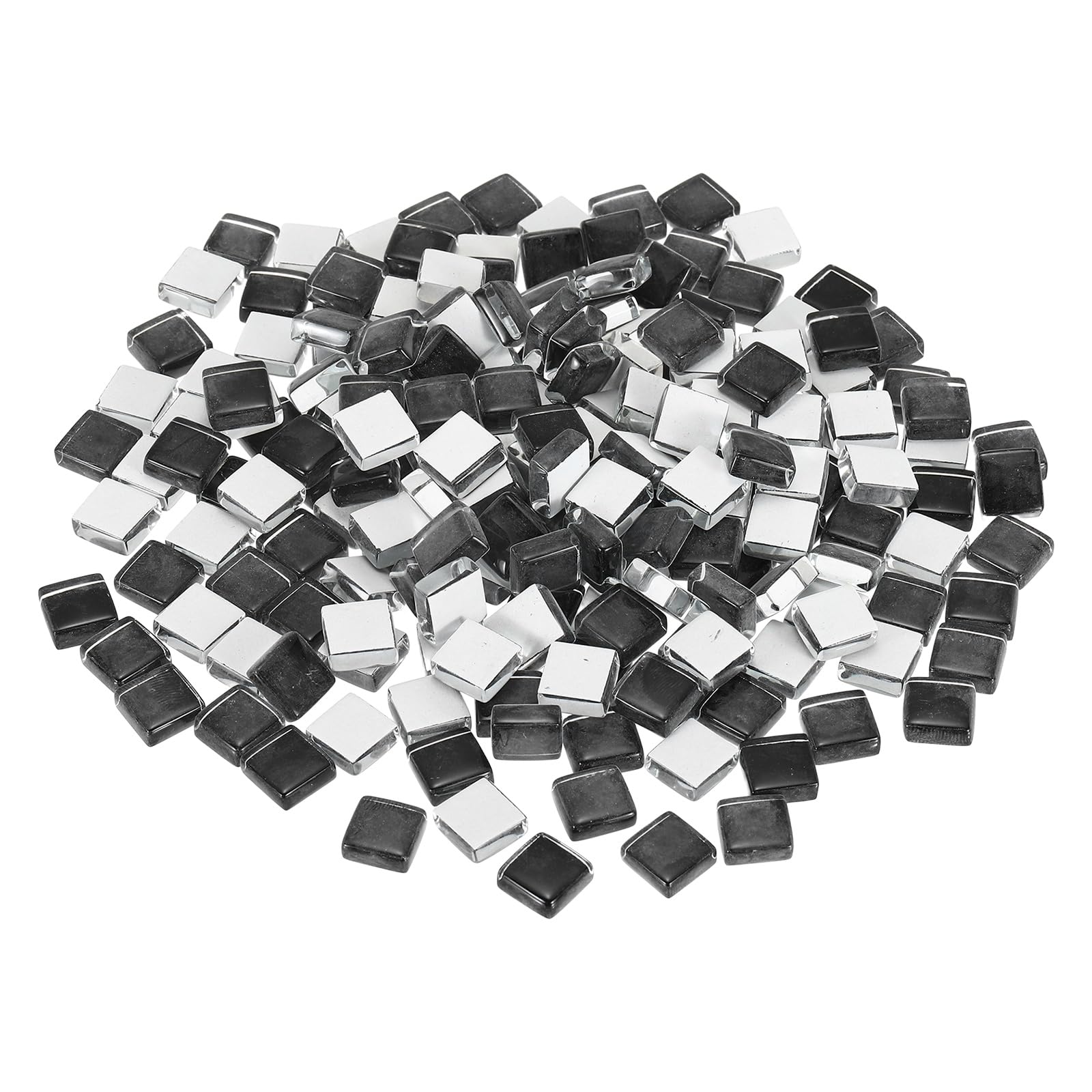 sourcing map Mosaic Tiles, 1 x 1cm Micro Glass Tiny Mini Mosaic Tile DIY Hobbies Handmade Crystal Free Stone Craft Material Creativity (Black Pack of 200)