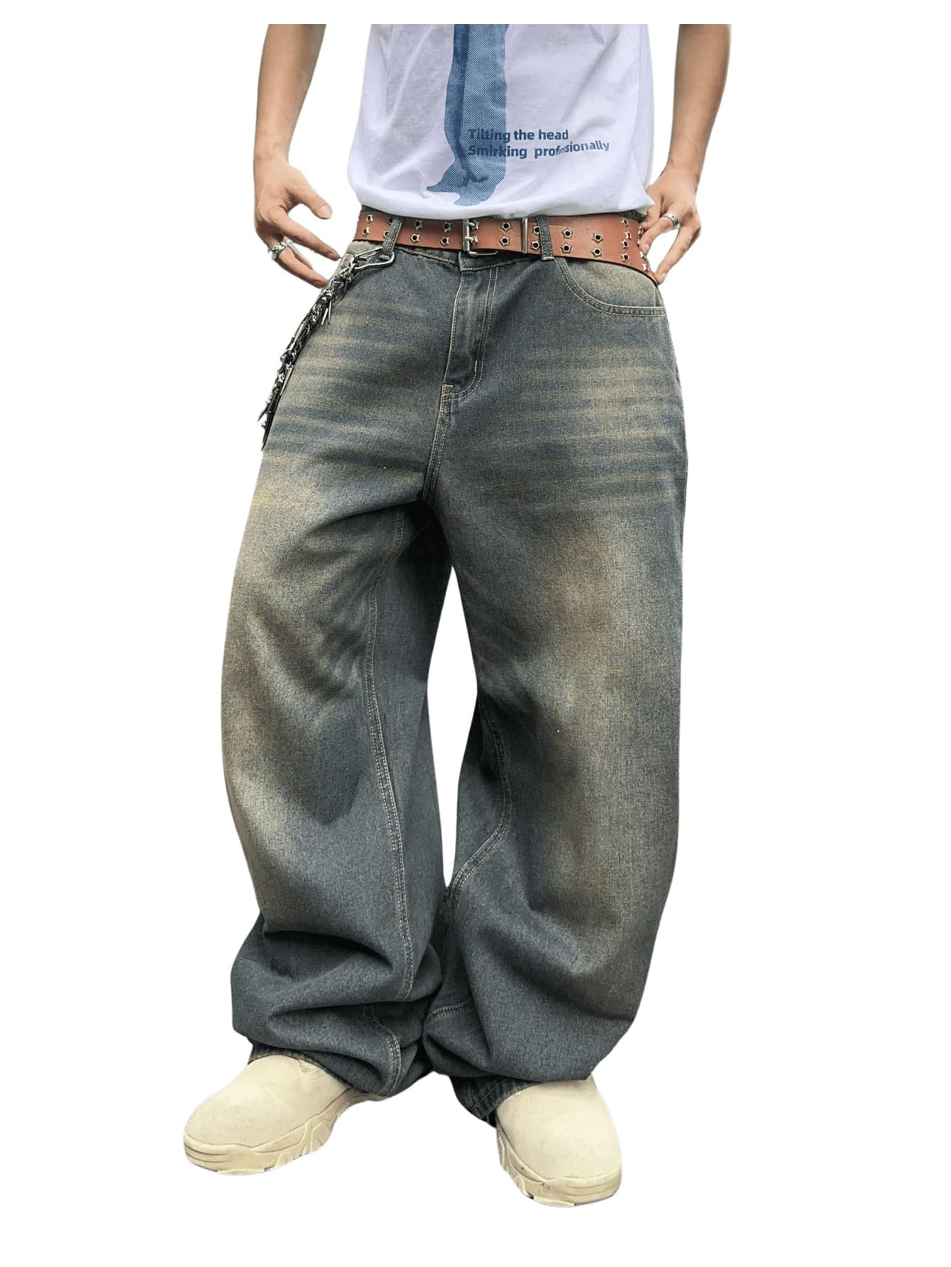 SHENHE Men's Wide Leg Vintage Baggy Jeans