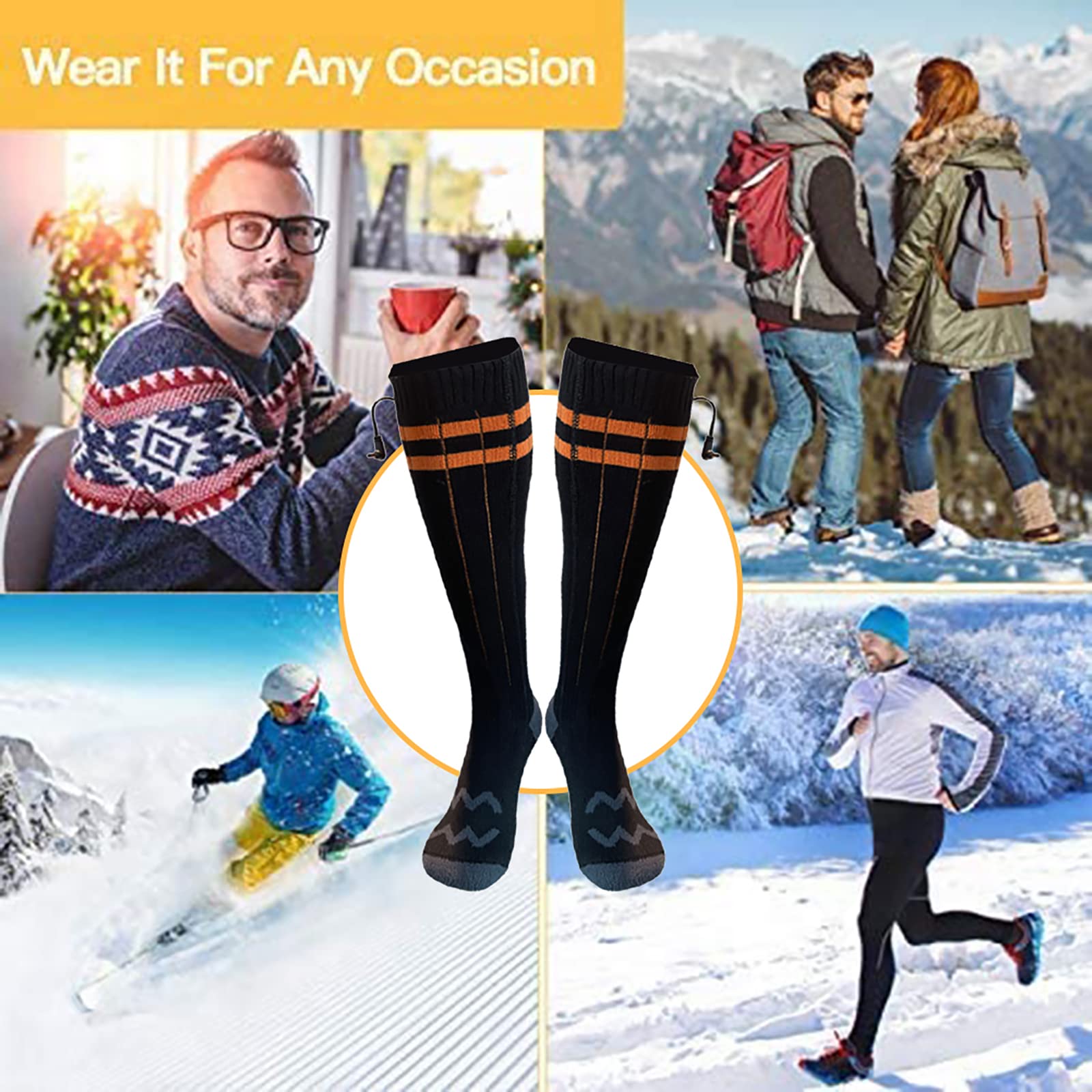 Beheizte Socken Zum Skifahren Im Freien Bequeme Winterwarme Wiederaufladbare Elektrische Socken mit Vollem Fuß, Batteriebetrieben für Männer und Frauen