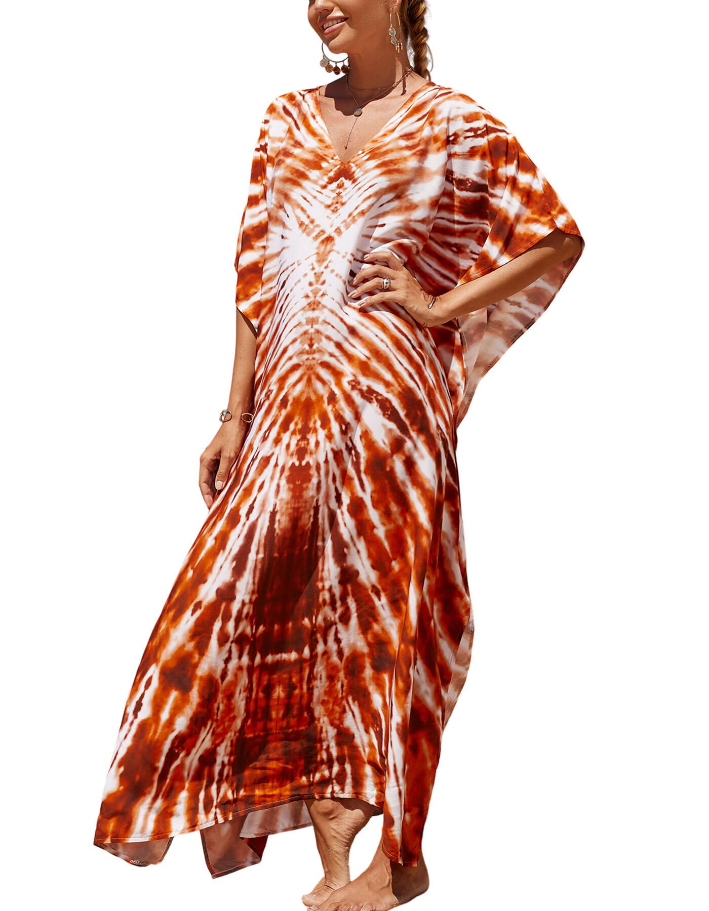 NFVNKJ Women's Plus Size Beach Lounge Kaftan Maxi Dress Swimsuit Coverup for Women