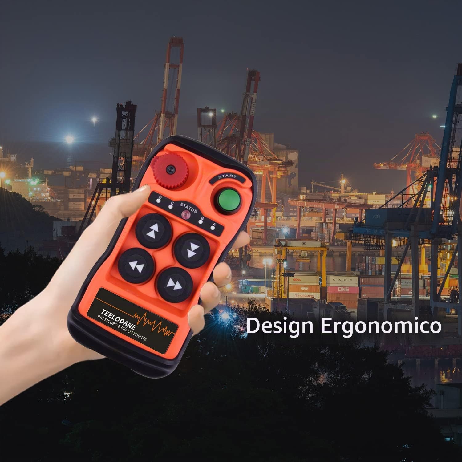 Kit telecomando per gru wireless industriale 2 Motion 4 pulsanti 12v 24v Ricevitore trasmettitore paranco elettrico con arresto di emergenza Q400 (12-24V CC)