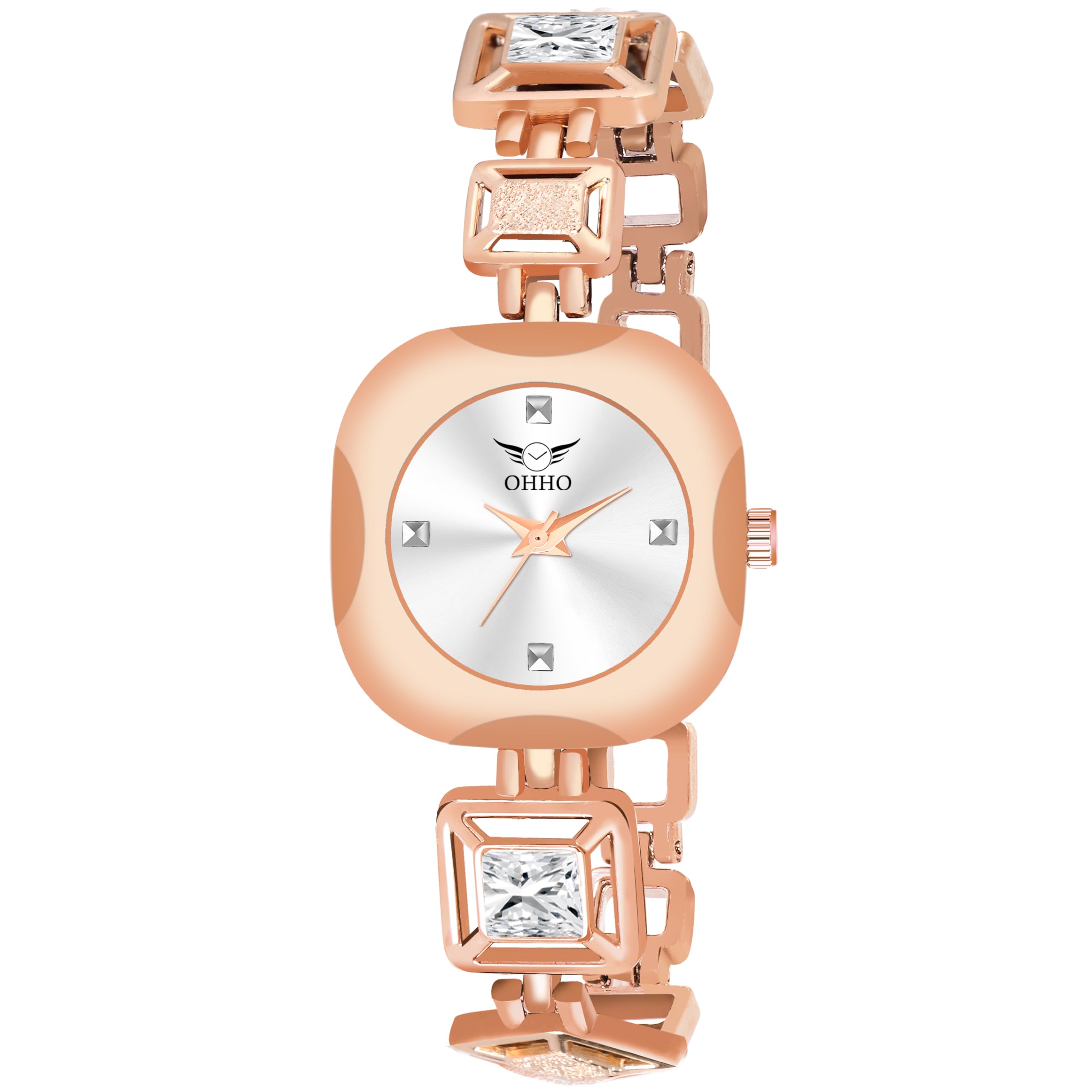 OHHO The Royal Square Design Analog Womens Watch (Rose Gold) (Silver) (B0CT3N1KBD) Amazon Price History, Amazon Price Tracker