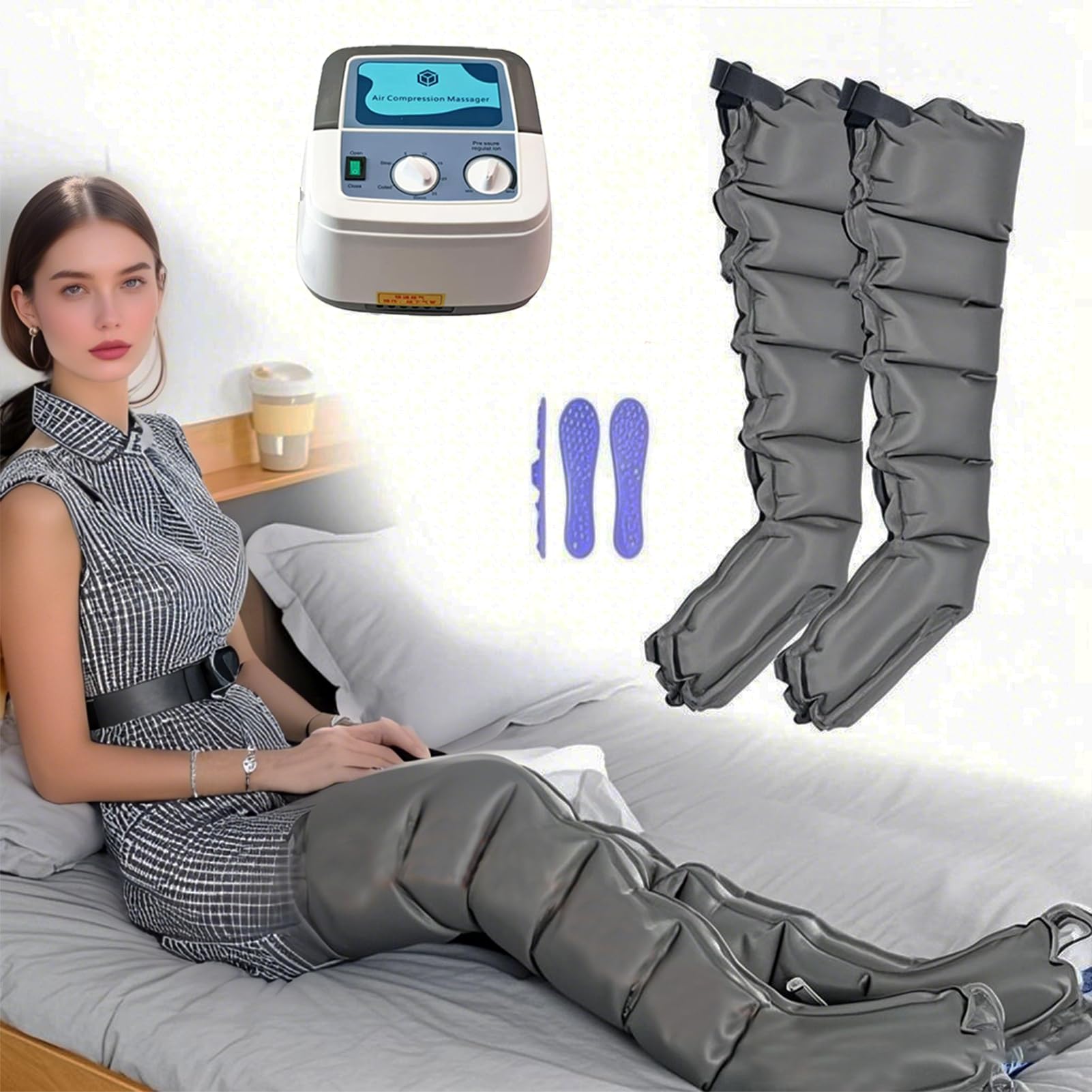 Pressoterapia Linfodrenaggio Total Body︱ 6 cavità Pressoterapia per Casa Professionale︱ Pressoterapia a Casa Gambe︱ Linfodrenaggio Lipedema Gambe︱ Massaggiatore Gambe Linfodrenante