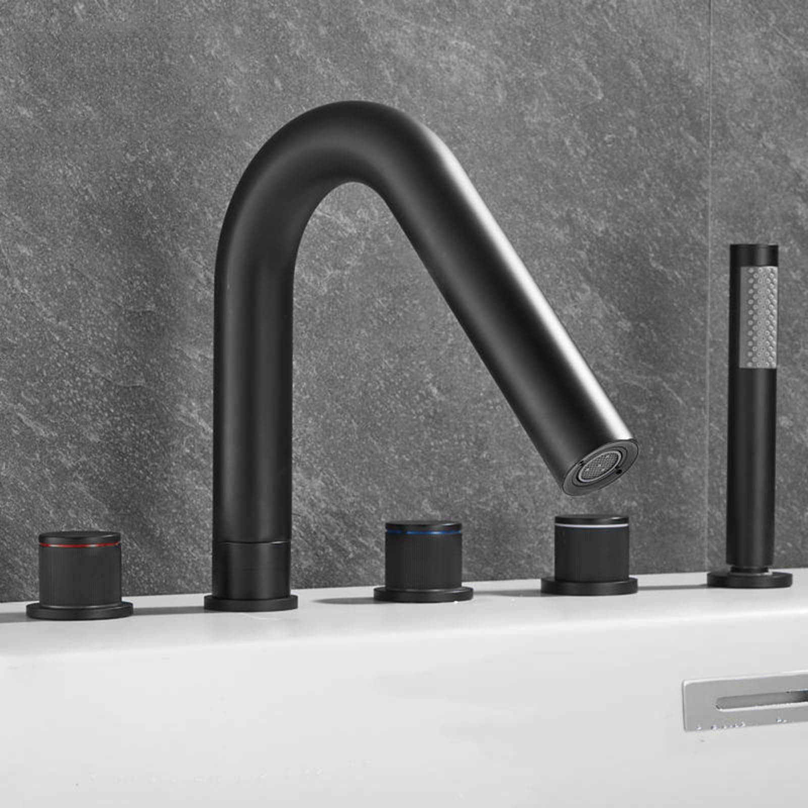 Robinet de bain extractible rotatif 360 en laiton noir