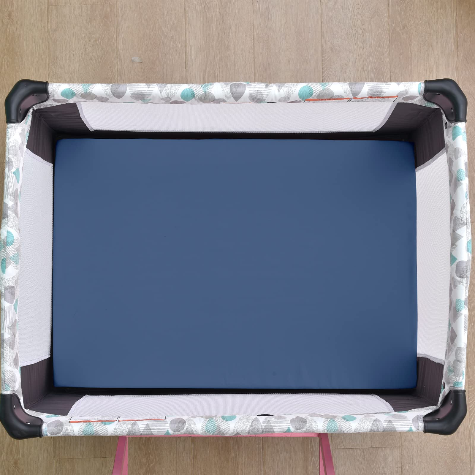 David's Kids 3 Pack Mini Crib Sheets, Ultra Soft Comfy Pack N Play Sheets for Boys Girls Neutral?Universal Fit for Pack N Play, Playard and Mini Crib Mattresses, White & Light Grey & Navy Blue