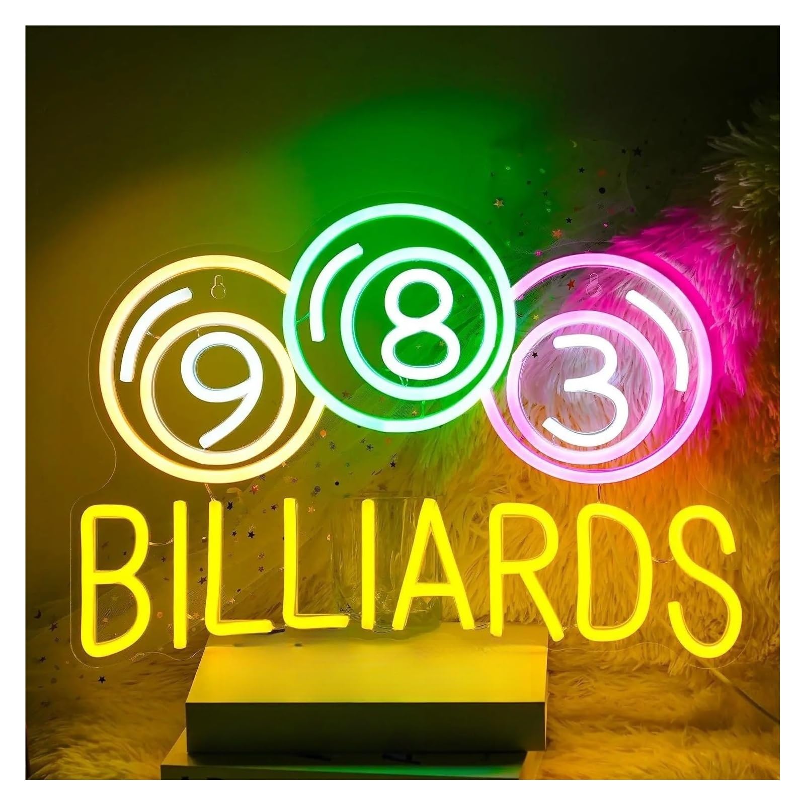 LEMST Sign Lamp Commercial Decoration Neon Signs, USB Powered Adjustable Brightness Billiards Neon Lights Suitable for Club Party Decor Night Lamp 26.5cmx38cm