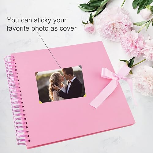 Miniatura 3 de GOTIDEAL Álbum de recortes de 12 x 12 pulgadas con 10 marcadores metálicos, 80 páginas de papel artesanal para bodas y aniversarios, álbum de fotos