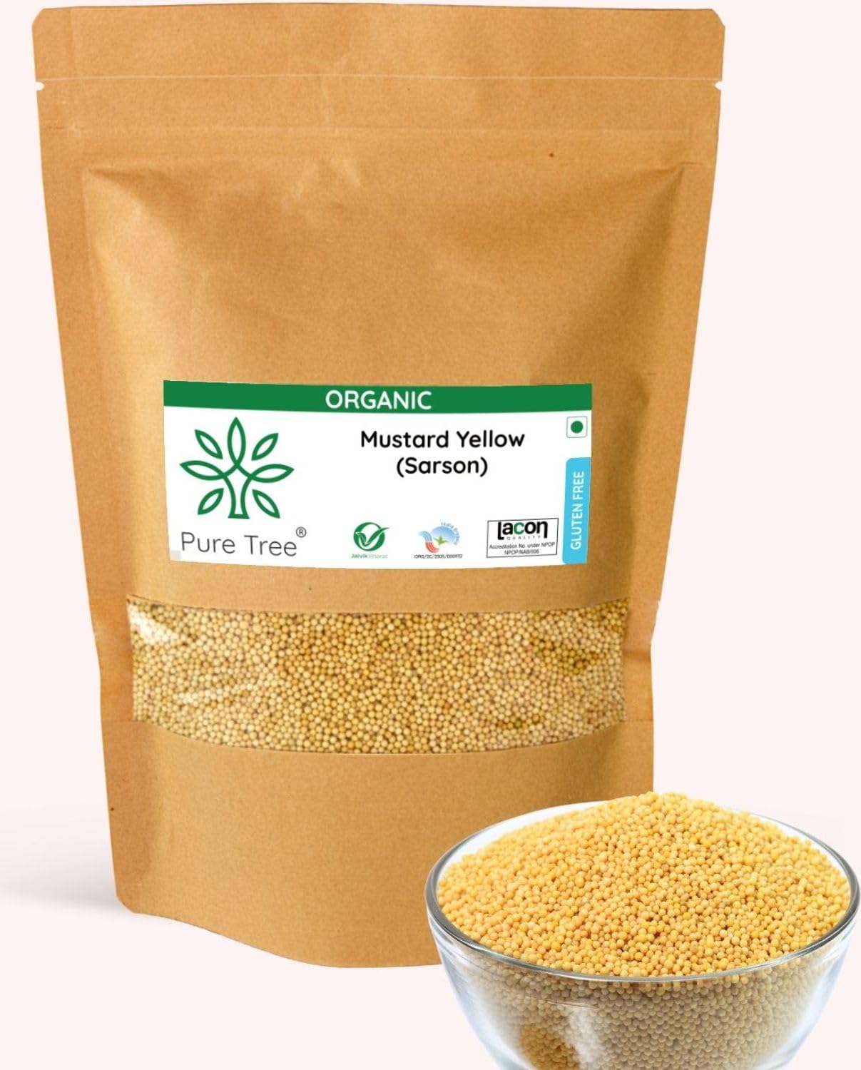 Pure Tree Certified Organic Yellow Mustard Seeds | 100 g | Rai Seeds Pili Sarson dana | Aromatic Organic Mustard Seeds Kadugu Avalu | Yellow Sarso Seeds (B0C1V4X9F9) Amazon Price History, Amazon Price Tracker