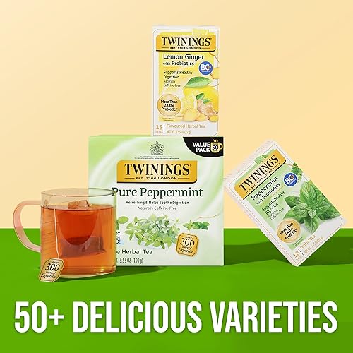 Miniatura 6 de Twinings Superblend - Té de hierbas de menta con probióticos, 18 unidades (paquete de 6), naturalmente sin cafeína, disfruta caliente o helado, 96