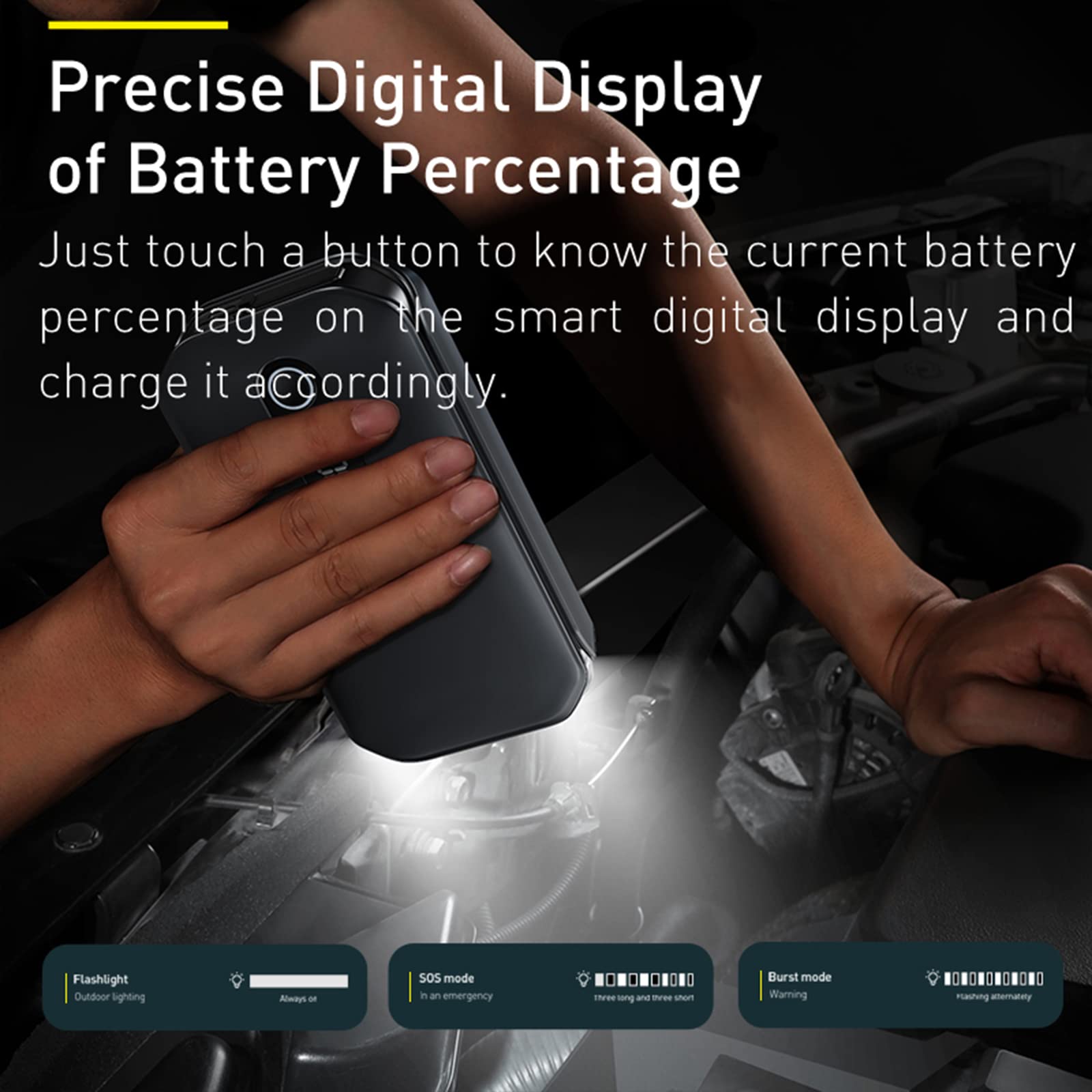 Batería de Coche Arrancador de Emergencia Portátil Auto Arrancador de Emergencia Coche de Potencia Encendedor de Emergencia Multifunción Carga Tesoro con LED,Red