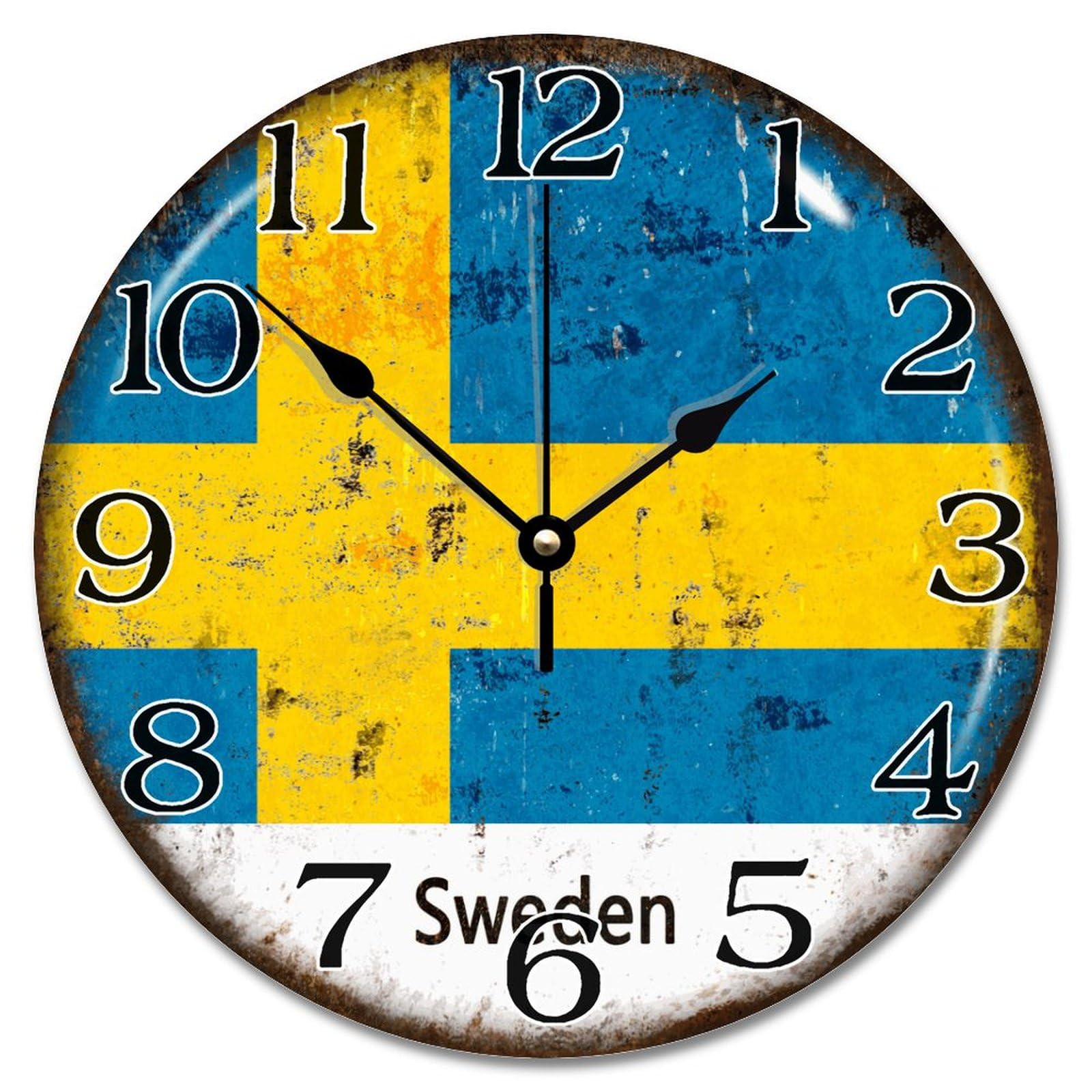 Horloge murale en bois anti-bruit motif Suède pour mieux dormir
