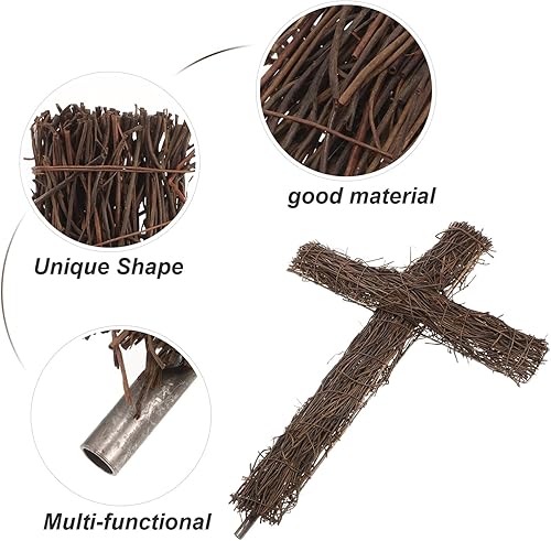 Miniatura 5 de BESTOYARD Corona de vid natural en forma de cruz de Navidad, corona rústica de bricolaje, base de manualidades para Navidad, corona de Pascua,