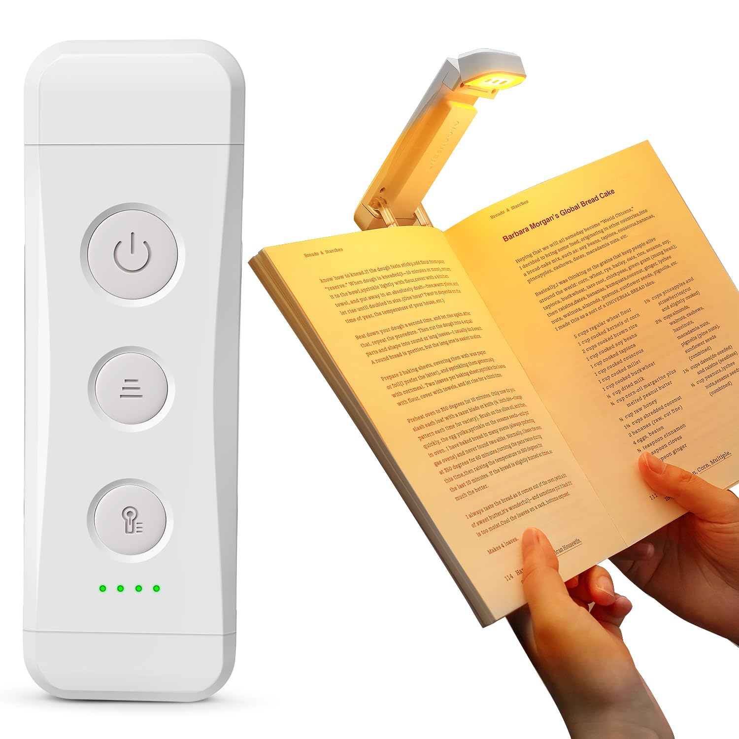 Glocusent Reading Light: 3 Amber Colors & 5 Brightness Dimmable - Rechargeable Book Light for Reading in Bed, Portable Clip on Book Lights with Brighter Light and Longer Runtime for Book Lovers Kids