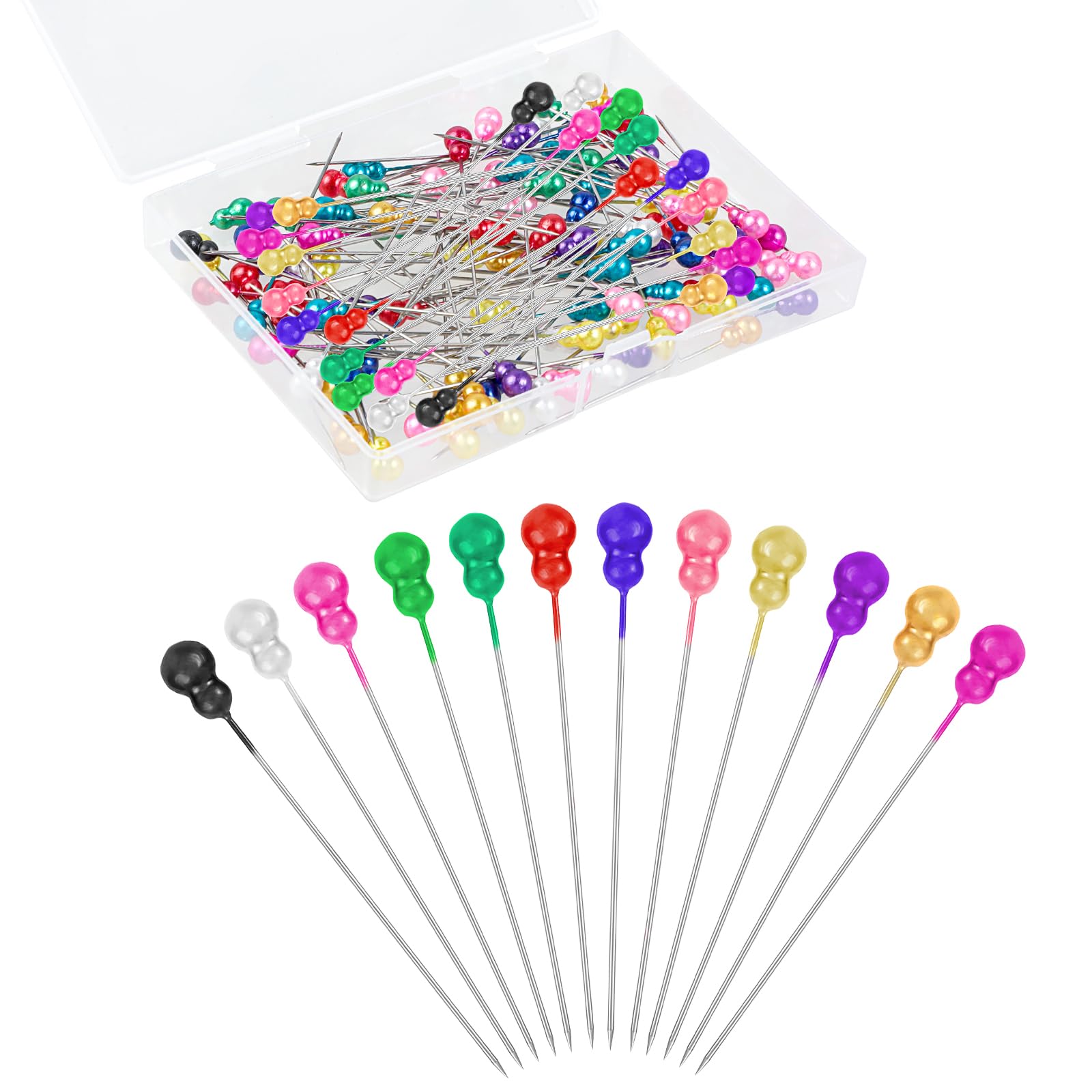 Spilli Patchwork,100 Pcs Spilli Dritti con Testa Colorata,Accessori da Spilli Cucito per Sarta Artigianato Cucito Fai Da Te