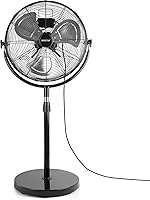 BEESTAR 20 Inch Heavy Duty High Velocity Pedestal Fan - Industrial Metal Standing Fan, Adjustable Height/Tilt, 3-Speed for Warehouses & Garages, Black