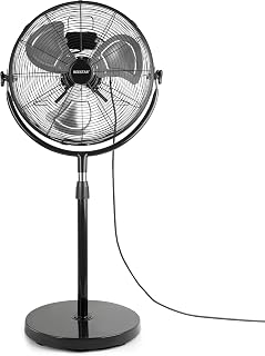 BEESTAR 20 Inch Heavy Duty High Velocity Pedestal Fan - Industrial Metal Standing Fan, Adjustable Height/Tilt, 3-Speed for Warehouses & Garages, Black