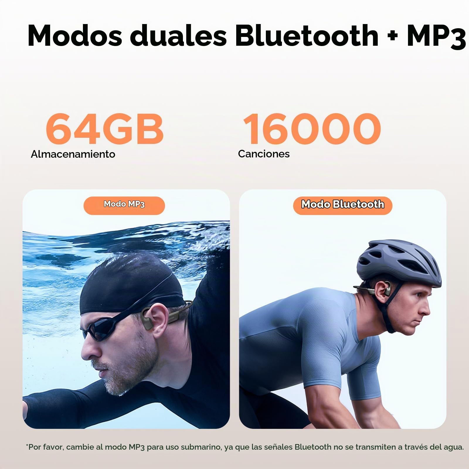 Auriculares para Nadar IP68,Auriculares de Conducción Ósea Impermeables Bluetooth 5.4,64GB MP3,10 h de Batería,para Natación,Running, Gimnasio,Deportes Acuáticos y Entrenamiento,Gris Oscuro