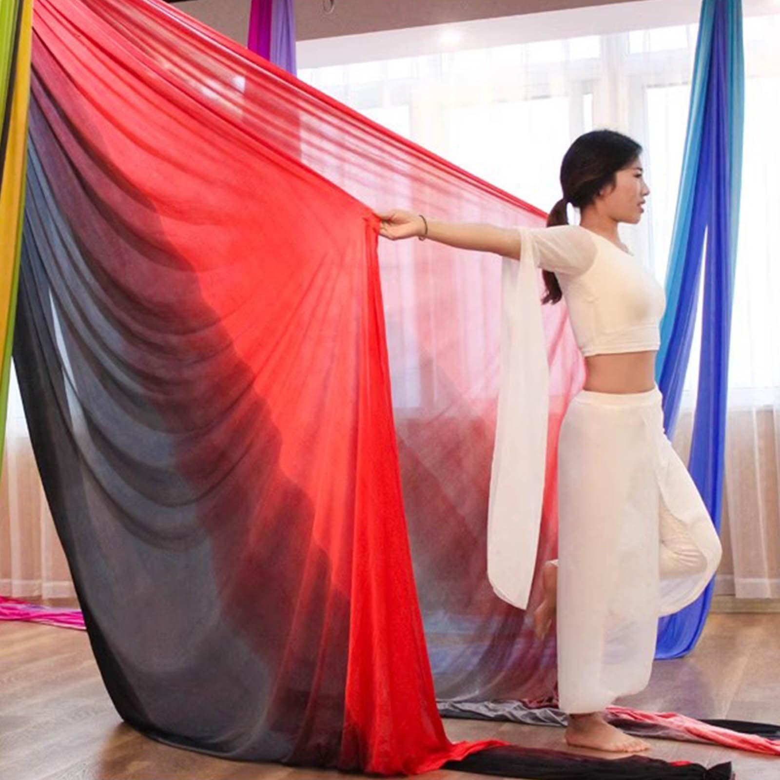Tissu De Yoga AéRien, éQuipement AéRien en Soie De Qualité SupéRieure à Faire Soi-MêMe, Tissu éLastique pour Hamac De Yoga, Tissu Vertical pour BalançOire à éLingue