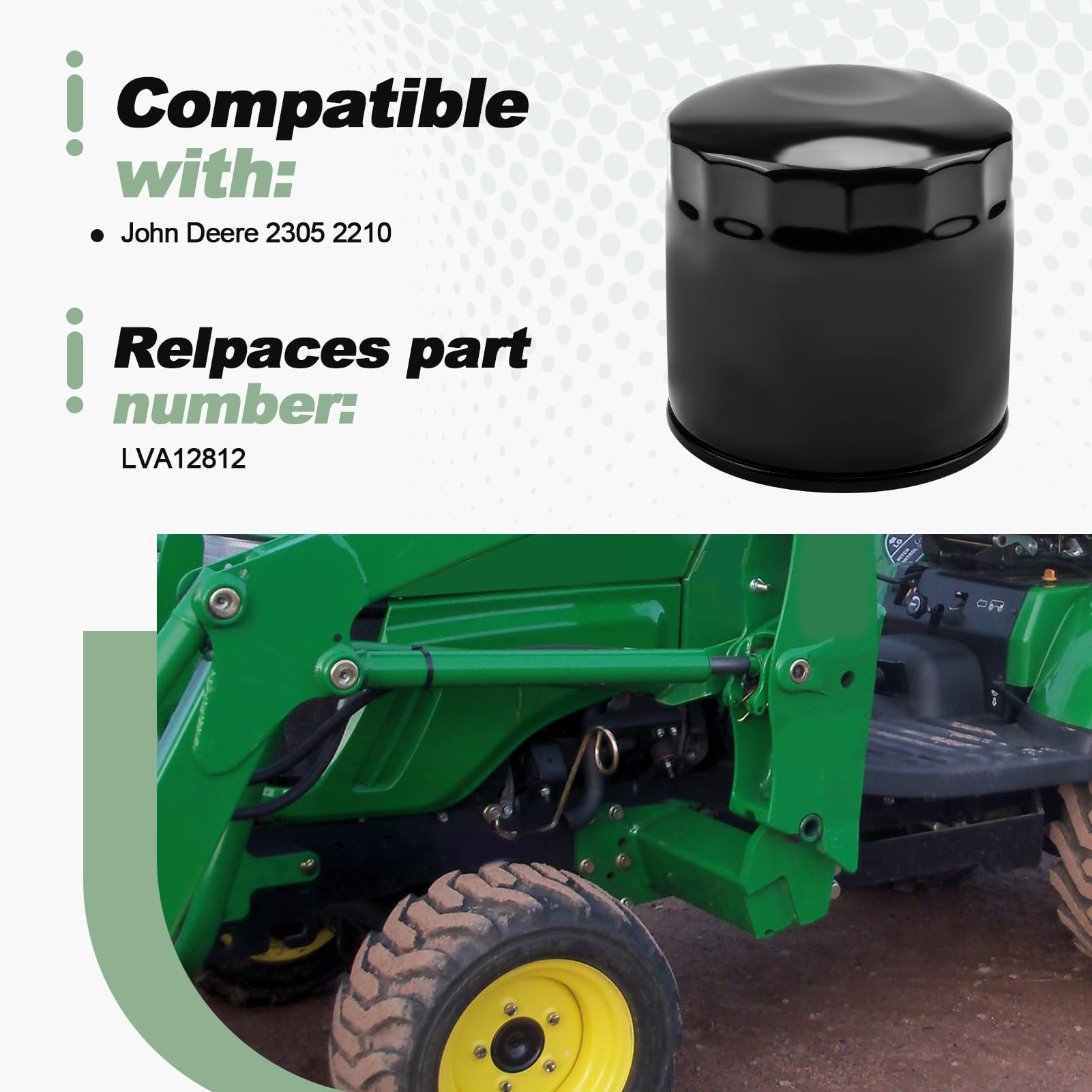 Hydraulic Oil Filter Compatible with John Deere 2305 2210 Compact Utility Tractors Replace LVA12812