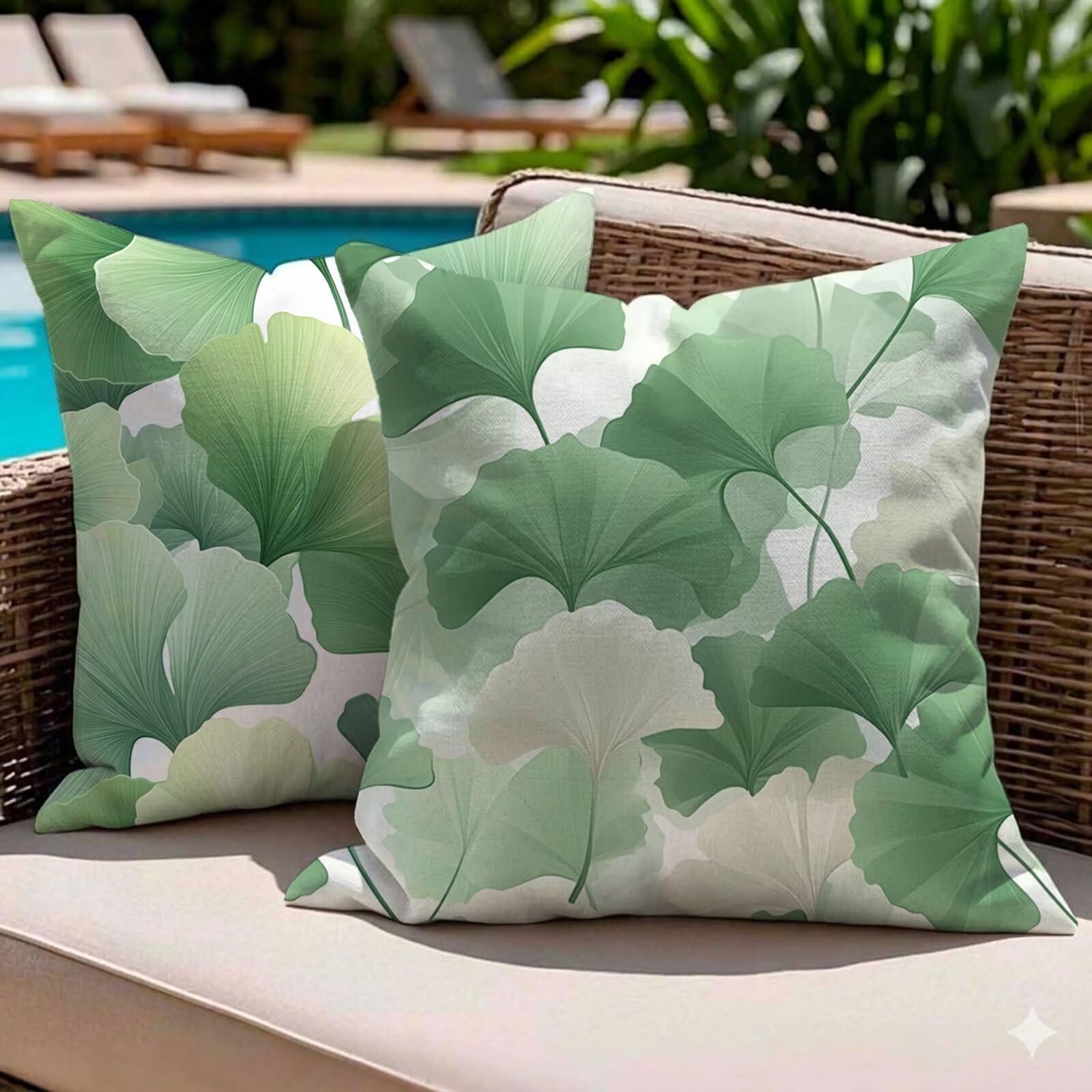 Housses de coussin imperméables haut de gamme ginkgo vert 60x60 cm