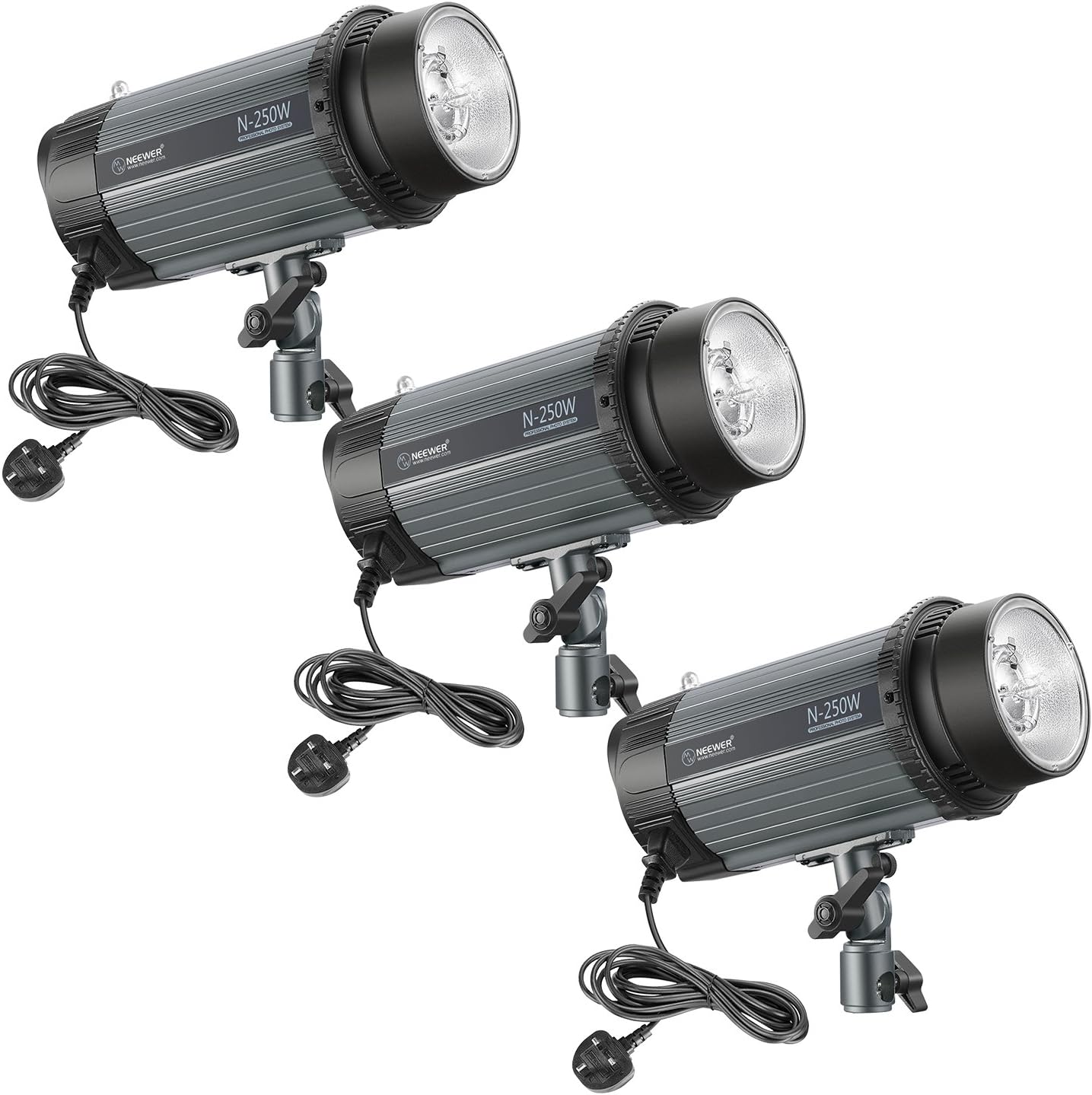 NEEWER 750W(3-Pack 250W) 5600K Photo Studio Strobe Flash Light Monolight with Modeling Lamp,Aluminium Alloy Speedlite for Indoor Studio Location Model Photography,Portrait Photography(N-250W)