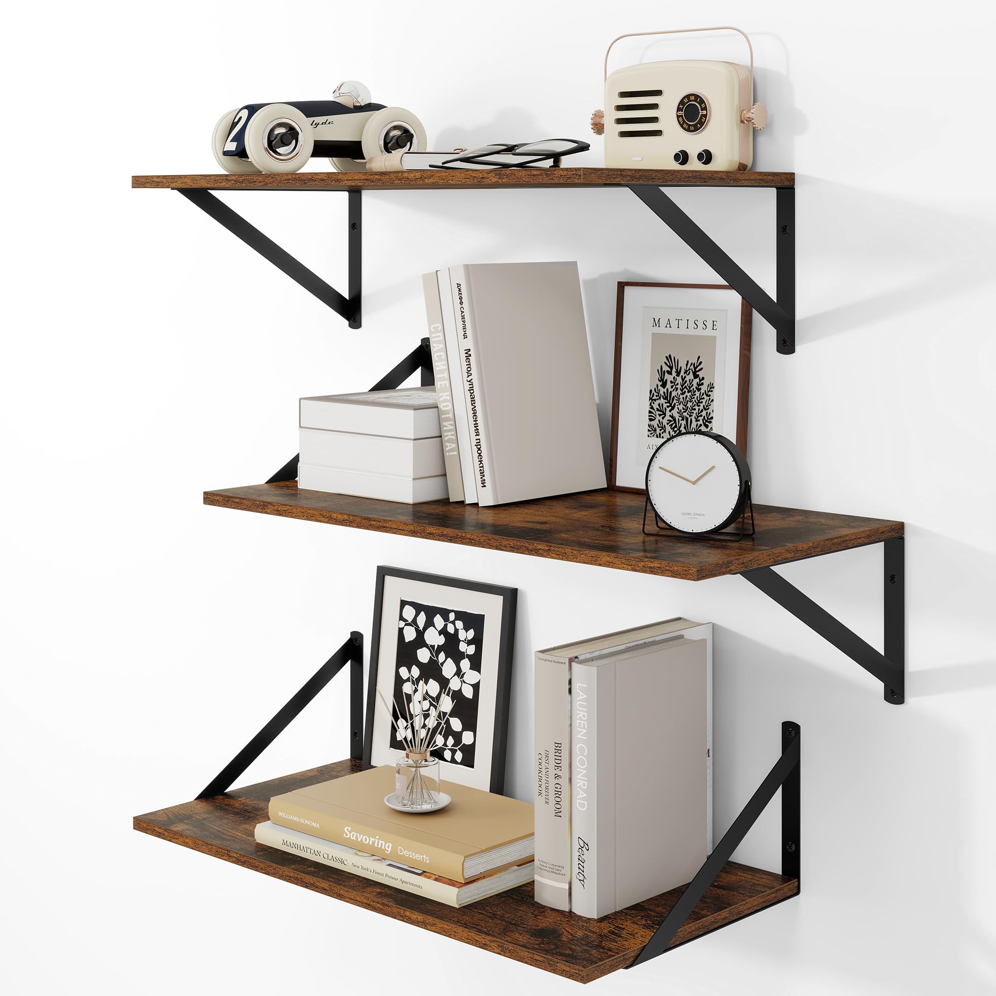 Heimlove Black Floating Shelves - Set of 2 -17