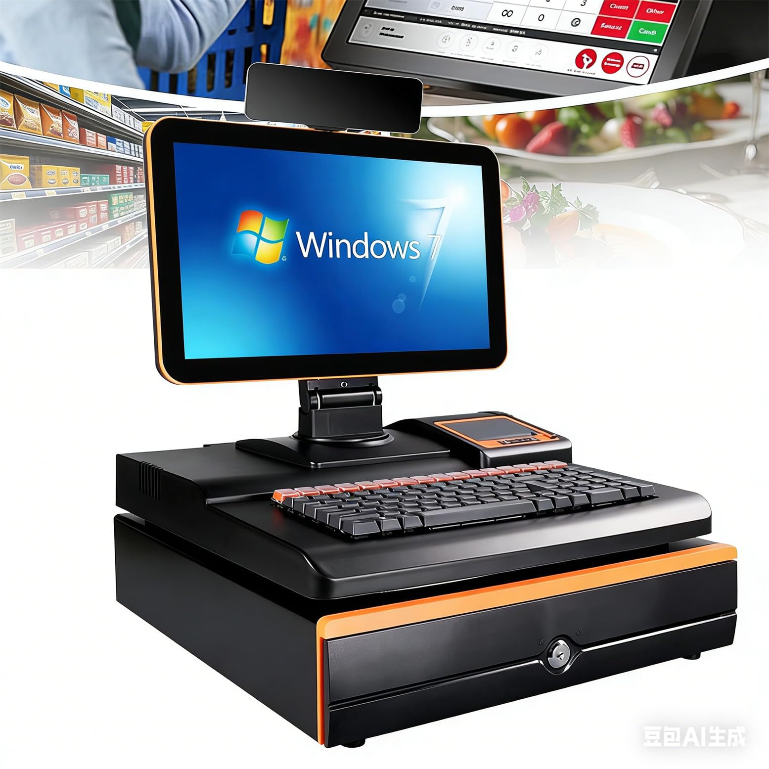 JozyJul Complete POS Cash Register 15.6" Touch Screen, Barcode Scanner, Drawer, Built-in 58mm Printer, i5/8GB/128GB for Small Business & Store A