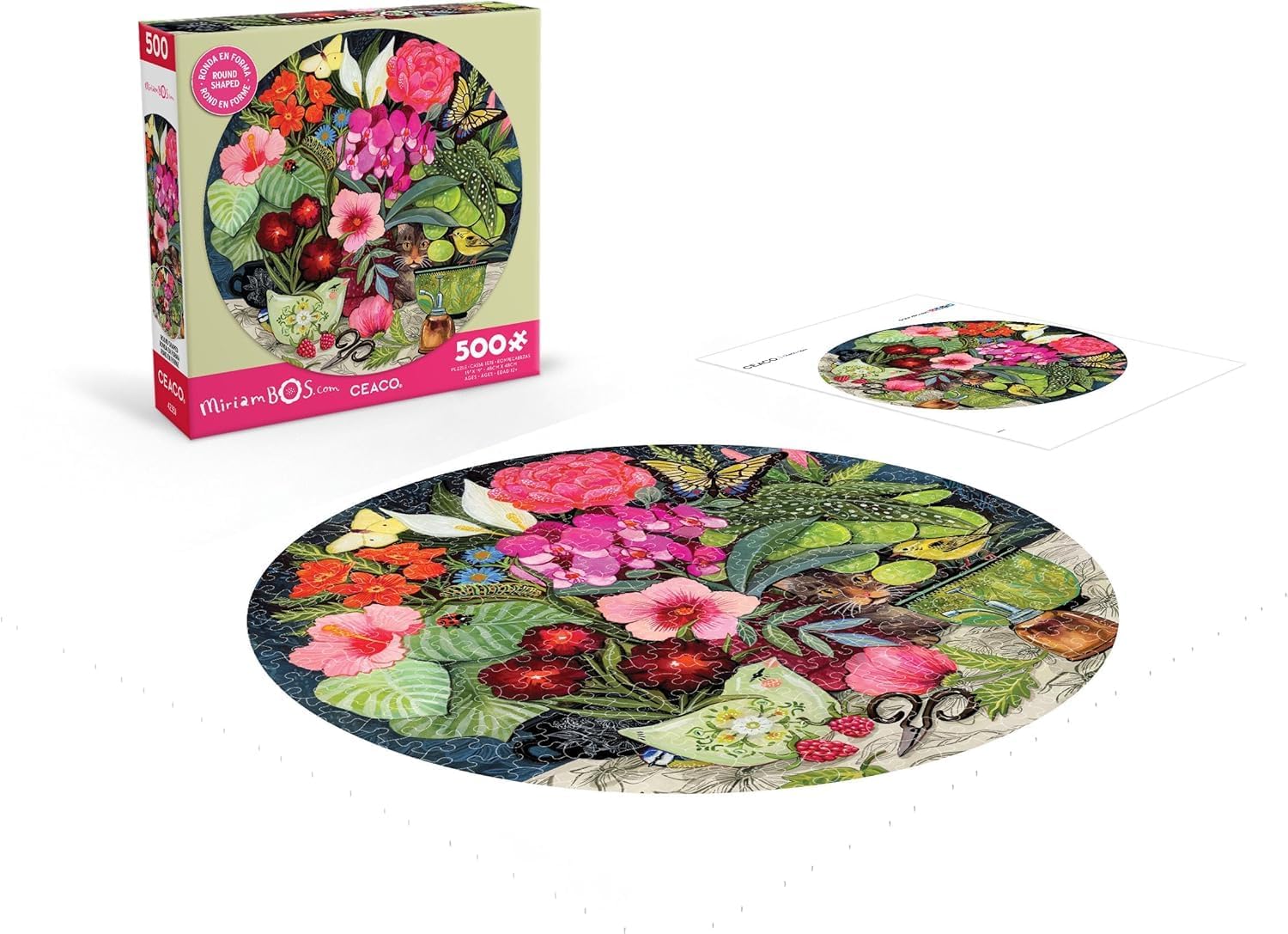 Ceaco - Miriam Bos - Patiently Waiting - 500 Piece Round Jigsaw Puzzle