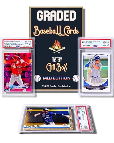Three Graded Baseball Cards Gift Box: MLB Edition │Three Premium