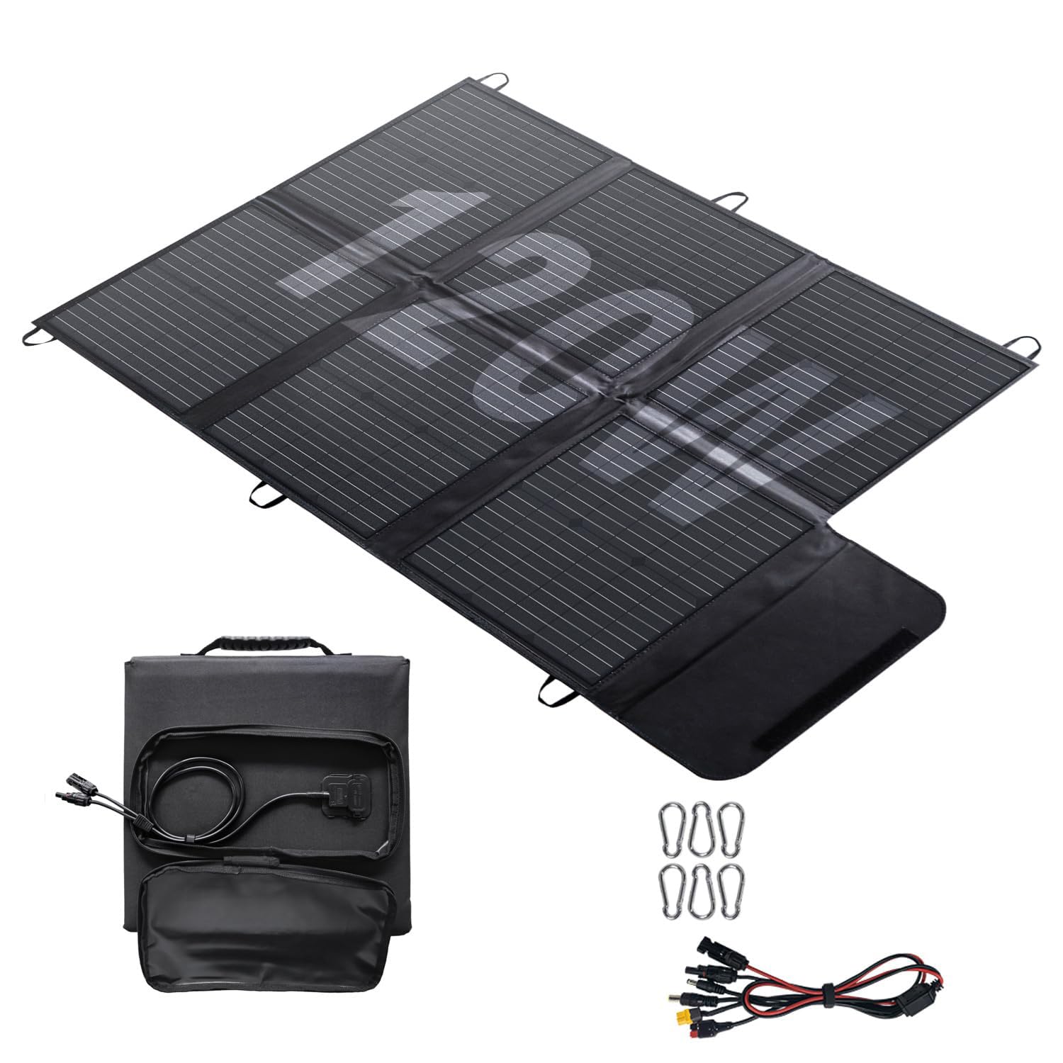 Pannello solare pieghevole da 120 W, cavo da 3 m, caricatore solare IP67, impermeabile e antipolvere, alta efficienza di conversione in uscita 22%, caricatore portatile, alimentazione solare solare