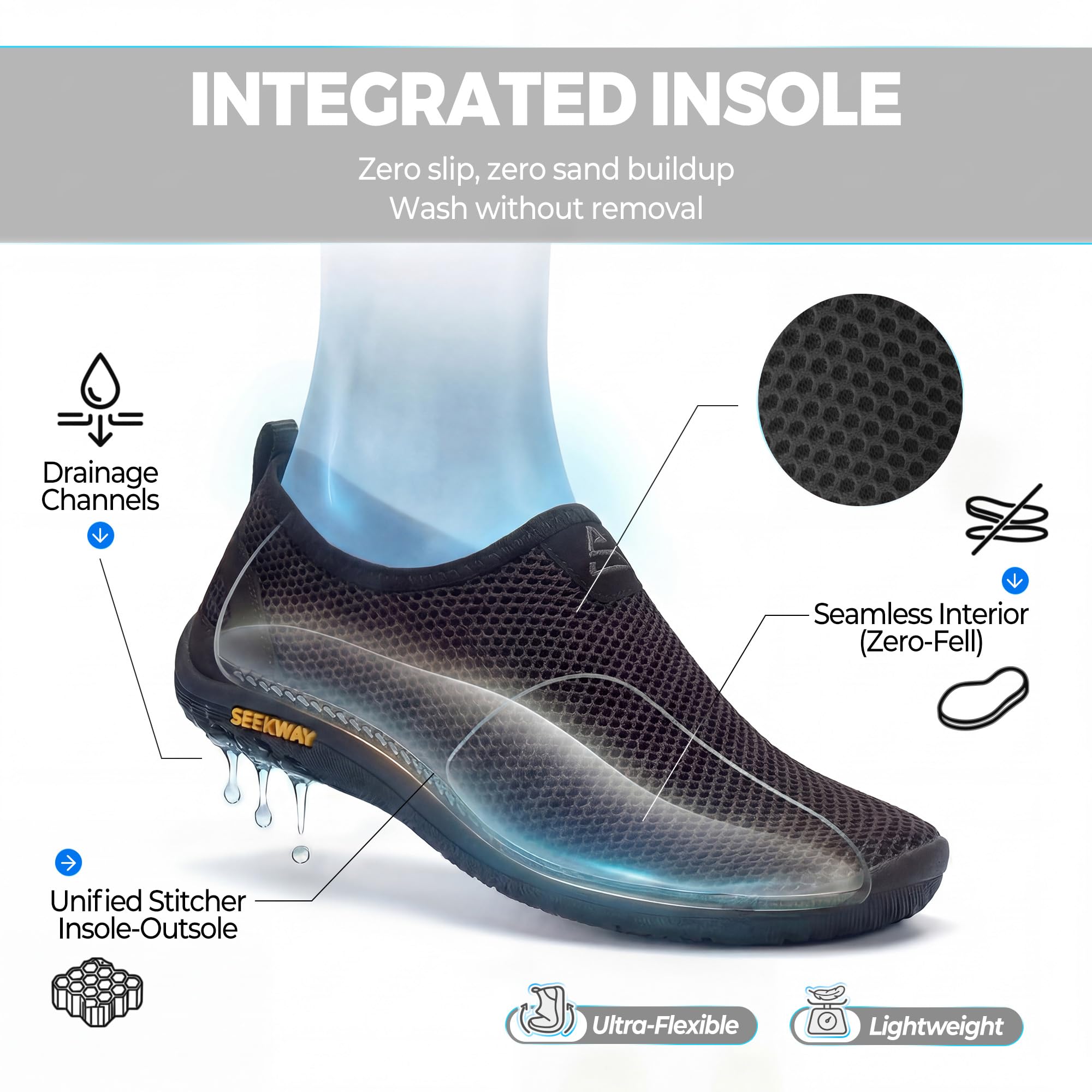 SEEKWAY Barefoot Water Shoes Women Men Quick-Dry Aqua Scoks Beach Swim Pool Lake Non-Slip | Surfing Kayaking Cruise Camping Accessories River Hiking - 4