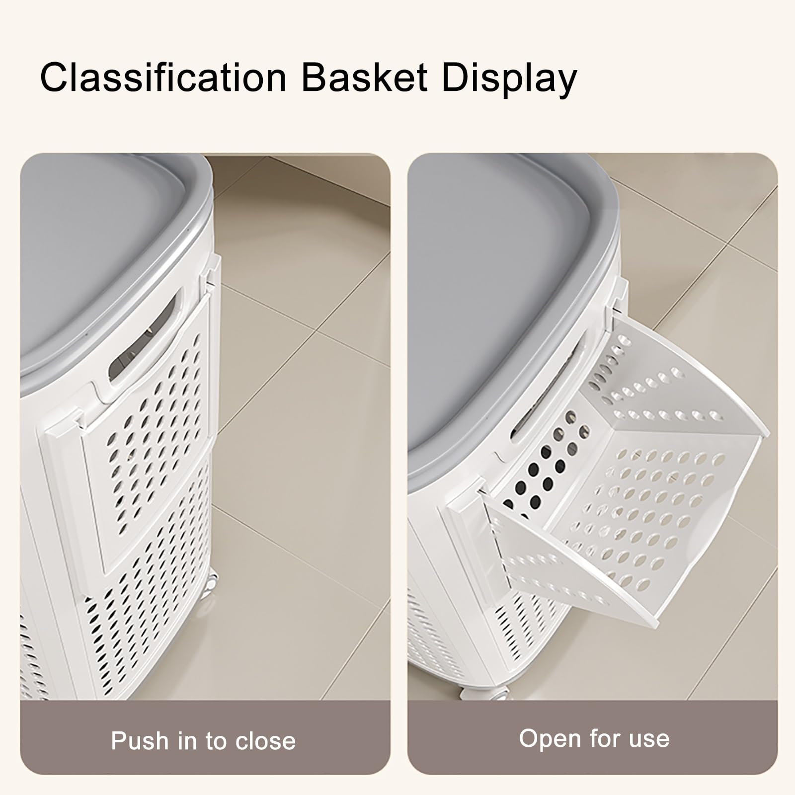 Cesto portabiancheria in plastica PP con doppi manici, design ventilato per una facile ordinazione e conservazione