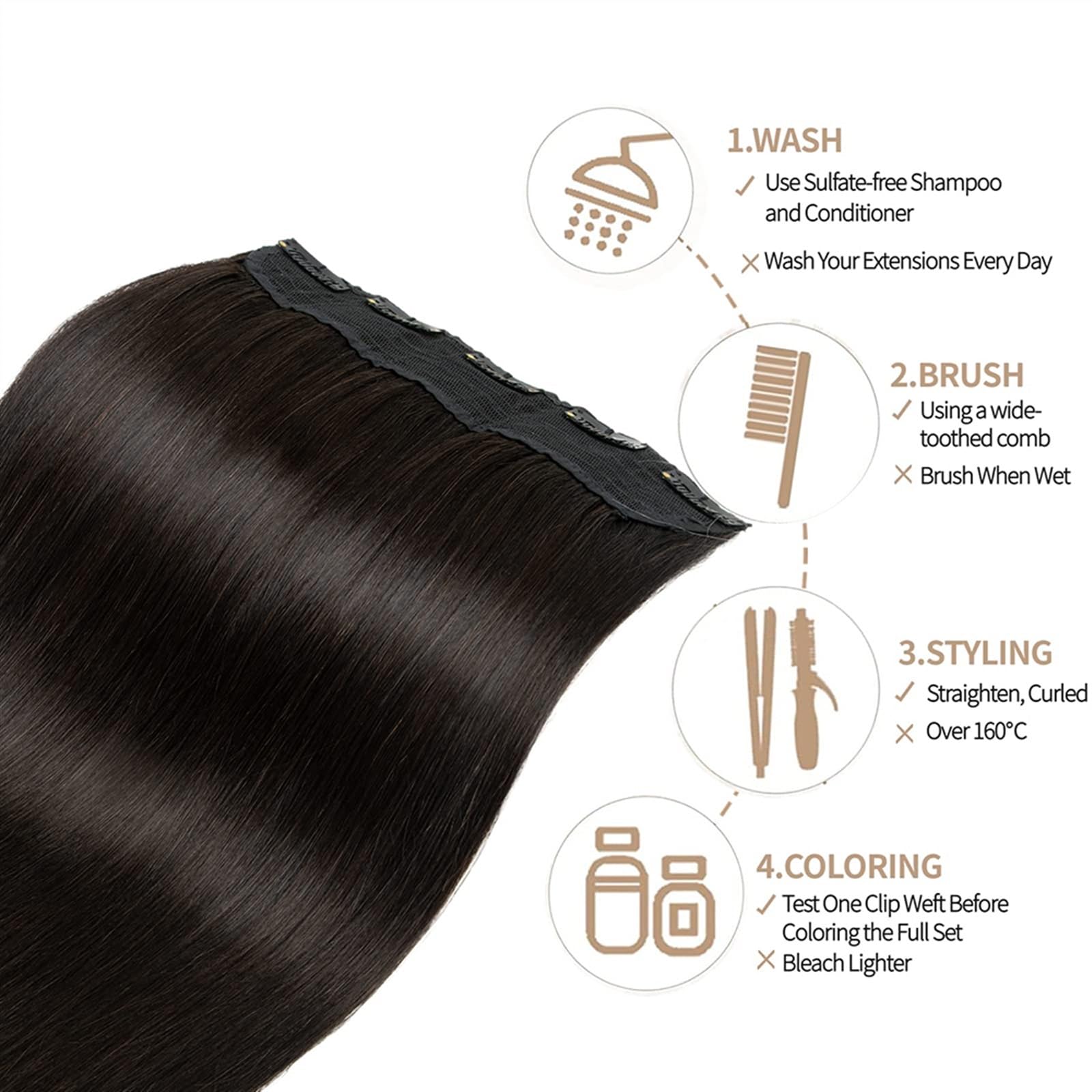Clip nelle estensioni dei capelli 12-26 pollici Fermaglio for capelli nelle estensioni dei capelli Capelli veri Grado di doppia trama Nessun groviglio Nessuna perdita Capelli umani Remy 1 pz 5 fermagl