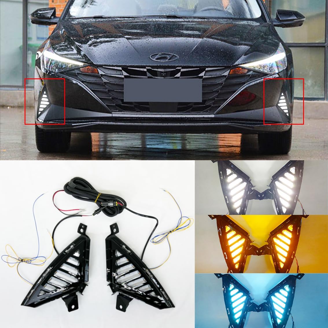 FITS 20212024 Hyundai Elantra 3 Colors LED DRL Daytime