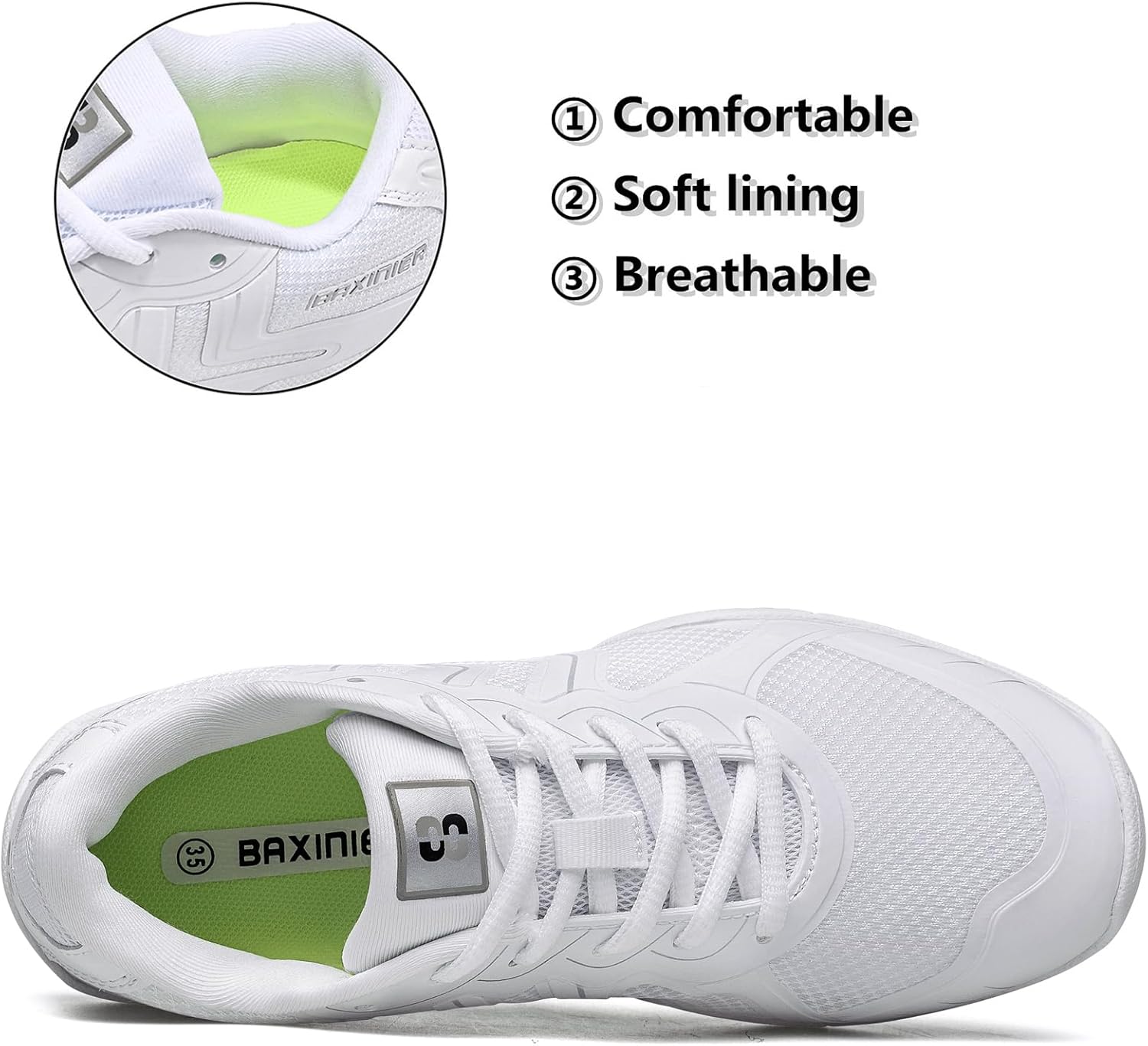 TUOTOM Girls White Cheer Shoes Youth Competition Cheerleading Dance Sneakers Breathable Athletic Training Tennis