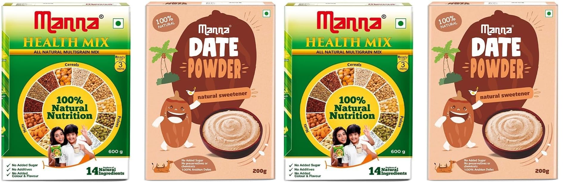 Manna Health Mix 600g and Manna Date Powder 200g Combo Pack. Zero Sugar Nutrition Drink & Natural Sweetner (Pack of 2)-image-12