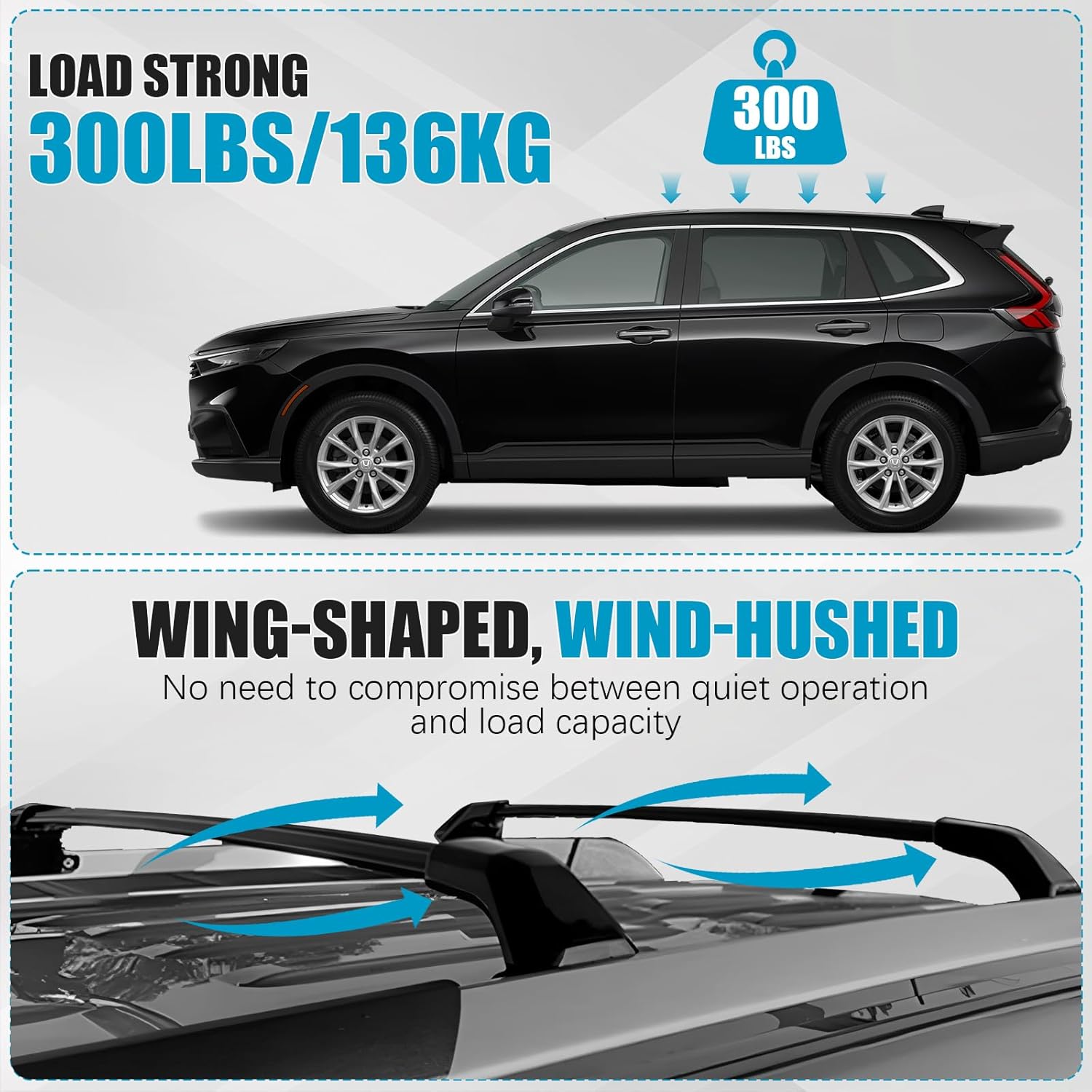 Roof Rack Cross Bars for 2023-2026 Honda CR-V CRV & CRV Sport Hybrid Accessories, 300lbs Aluminum Roof Rack Crossbars Storage Accessories, Bicycle Rack, Kayak Rack, Cargo Box, Cargo Carrier, Ski Rack