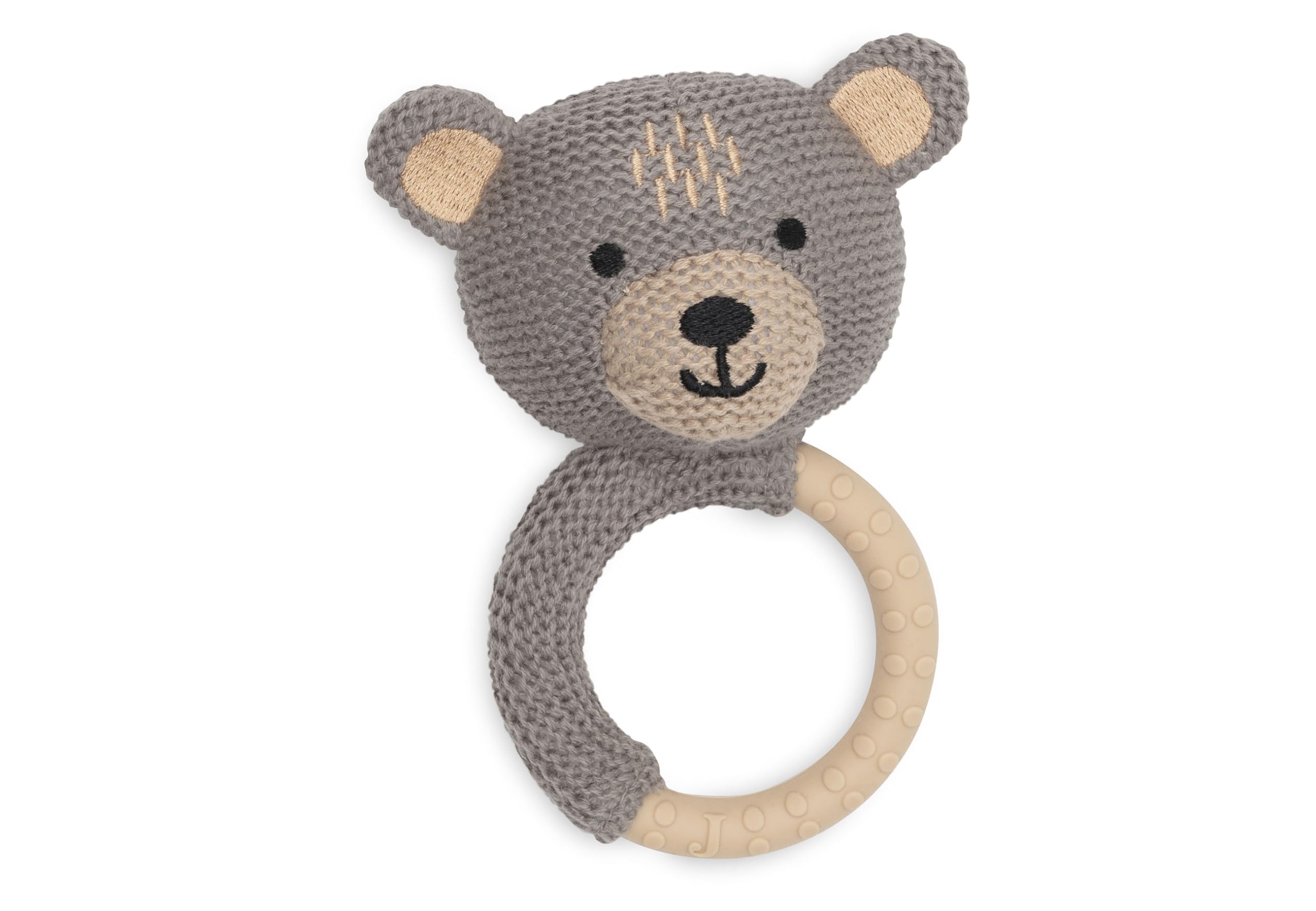 Jollein 101-​007-​67078 Hochet/​anneau de dentition en forme d'ours, gris/​marron