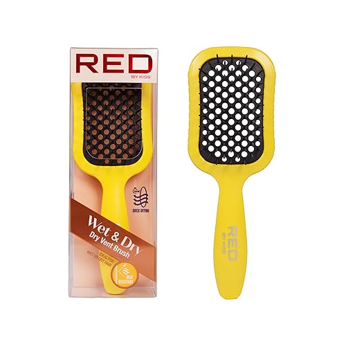 RED by Kiss Cepillo de pelo resistente al calor, desenredante de secado rápido para cabello húmedo y seco, rizado, grueso y liso, desenredante