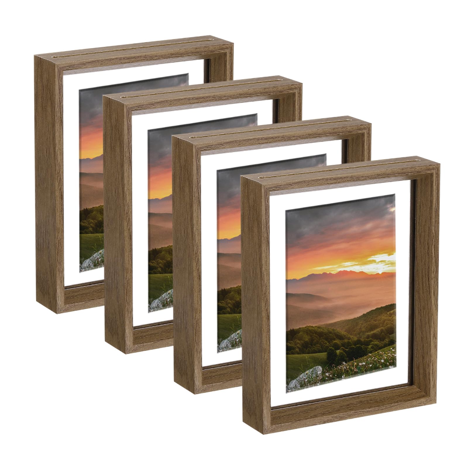Cadre photo flottant bois haut de gamme 15x20cm exposition herbiers muraux lot de 4